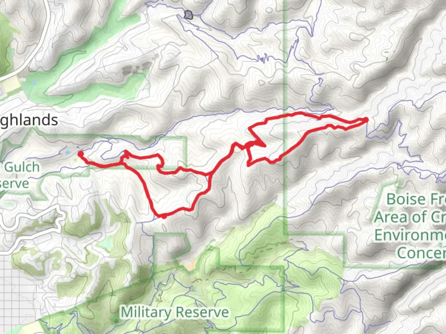 An image depicting the trail crestline-sidewinder loop and its surrounding area.