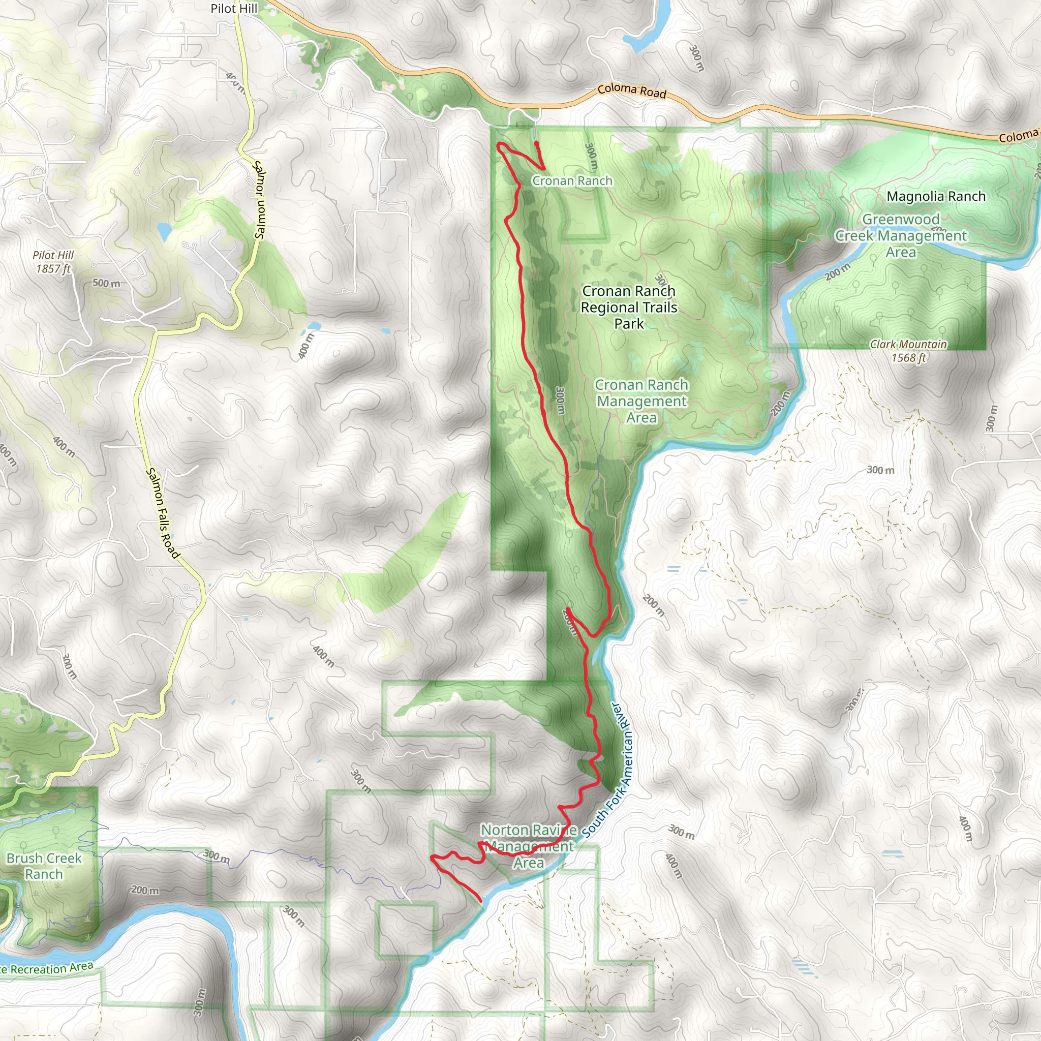 Satan's Cesspool and South Fork American River Trail mobile static map