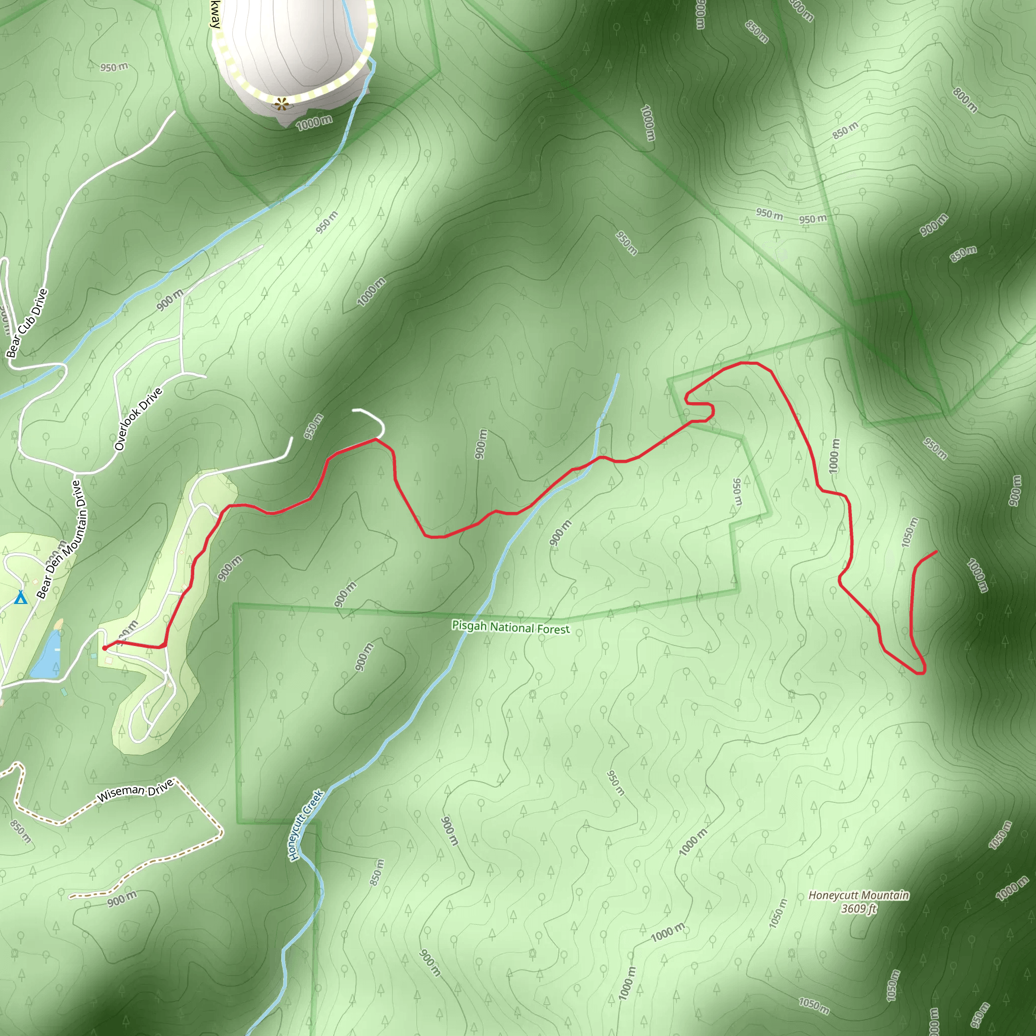 Honeycutt Mountain Ridge via West S Moody Memorial Drive mobile static map