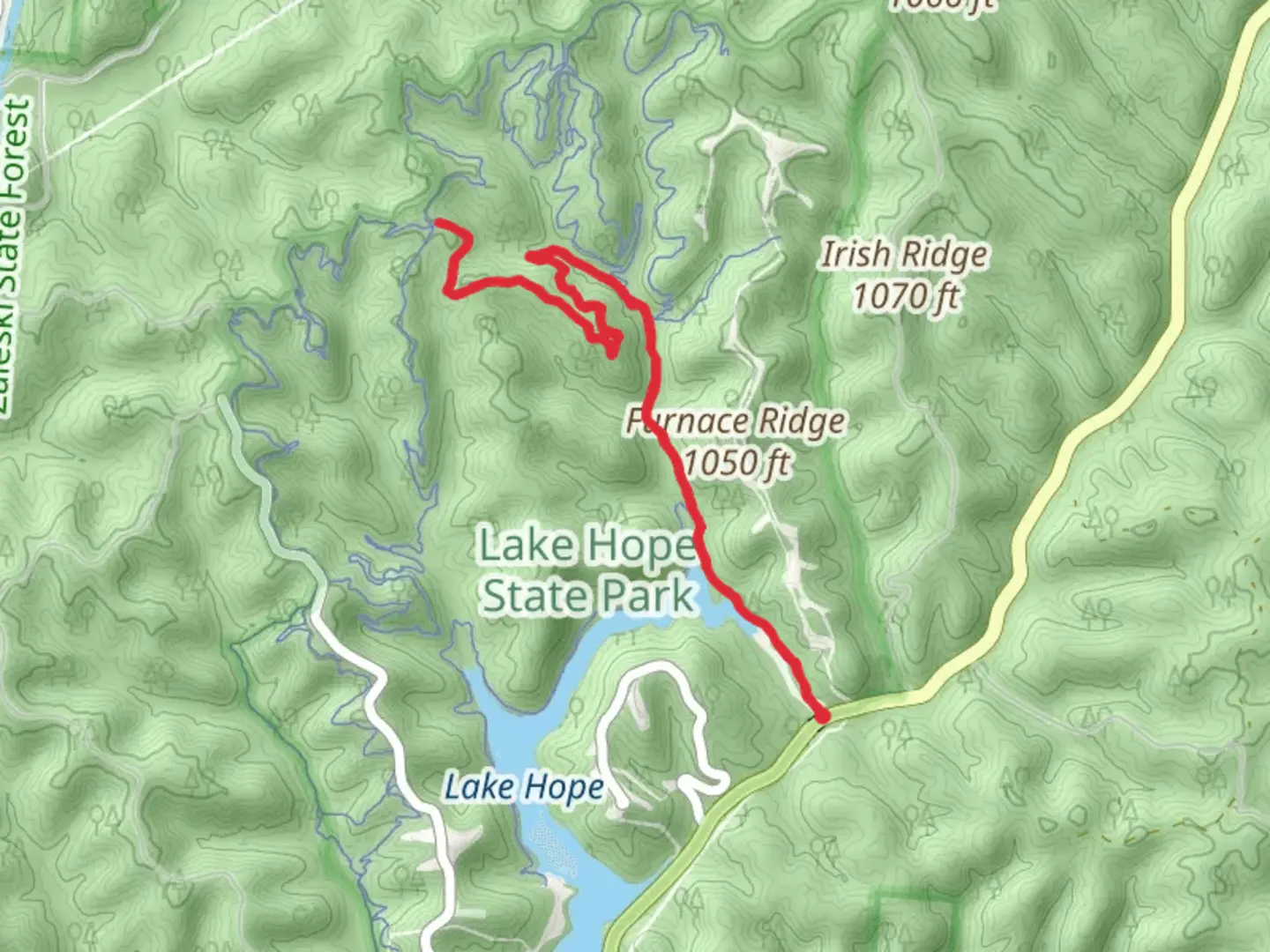 An image depicting the trail Bobcat and Habron Trail via Furnace Trail and its surrounding area.