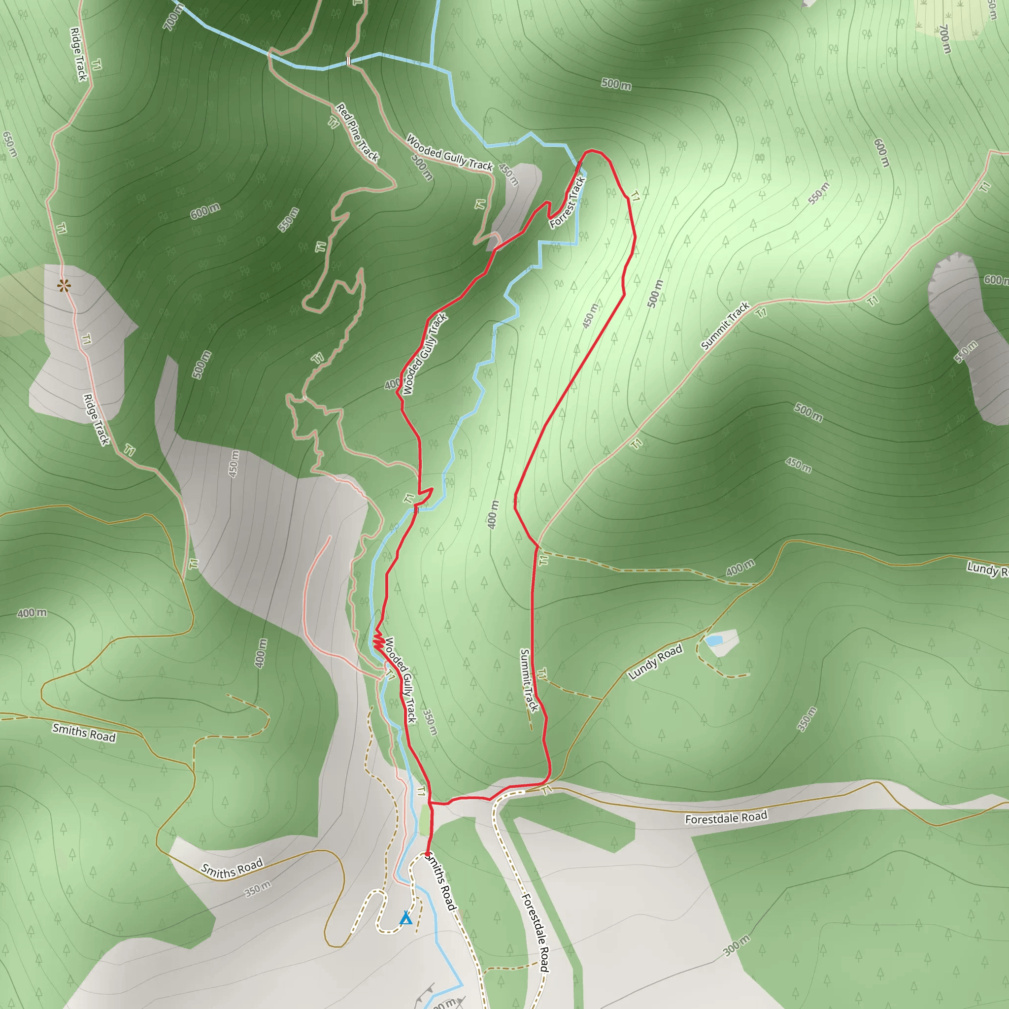 Wooded Gully Loop Walk - Forest Loop mobile static map