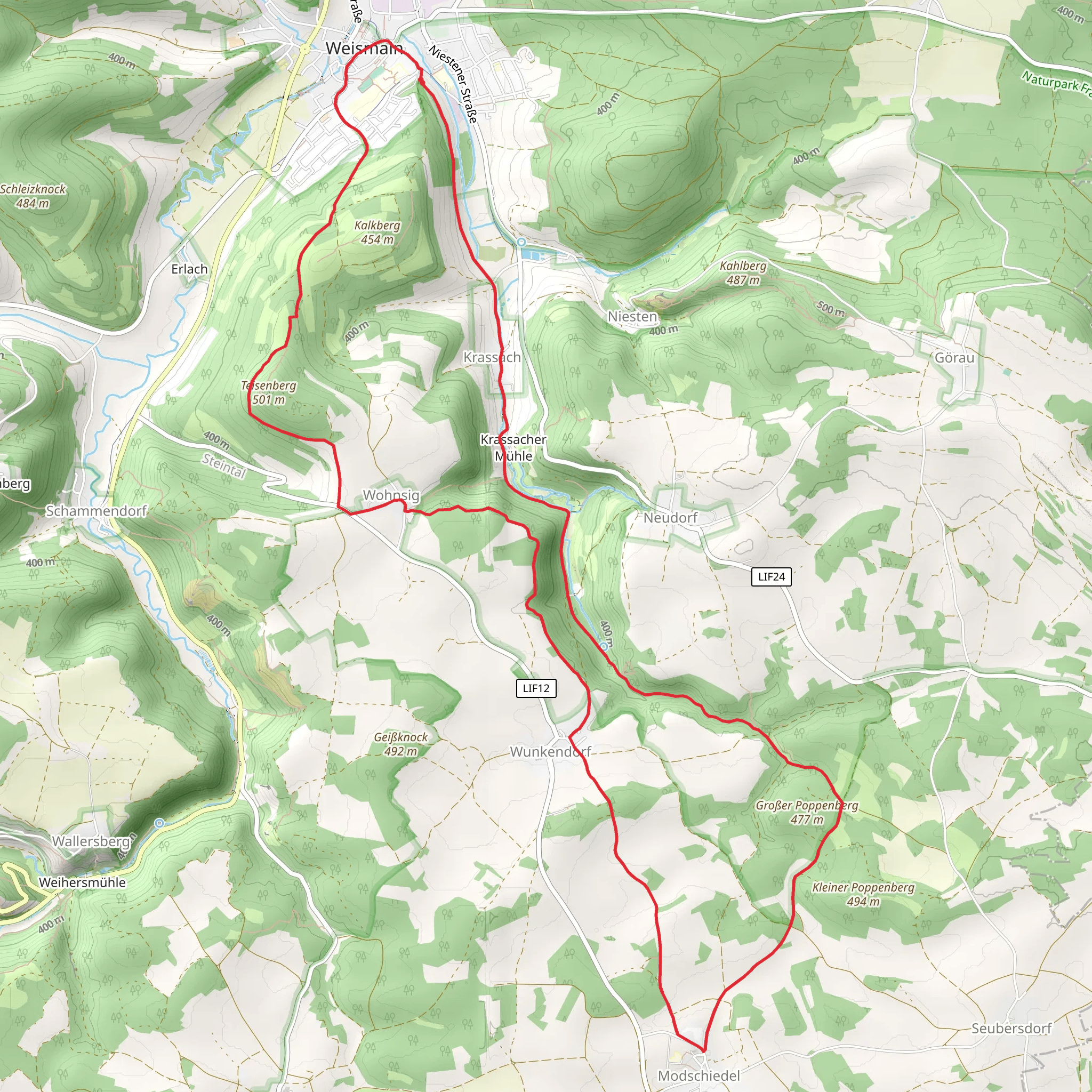 Weismain and Grober Poppenberg Loop mobile static map
