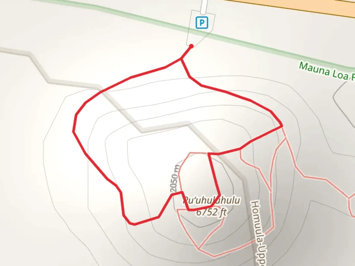 An image depicting the trail Pu‘u Huluhulu Loop Trail and its surrounding area.