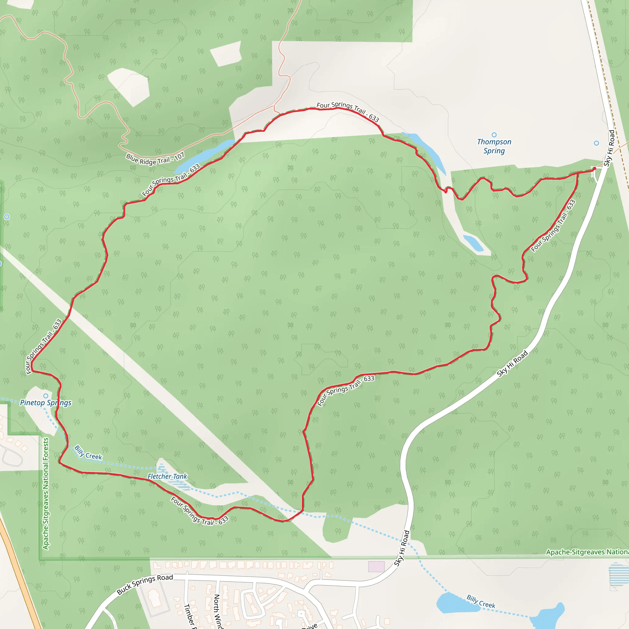 Four Springs Trail Loop mobile static map