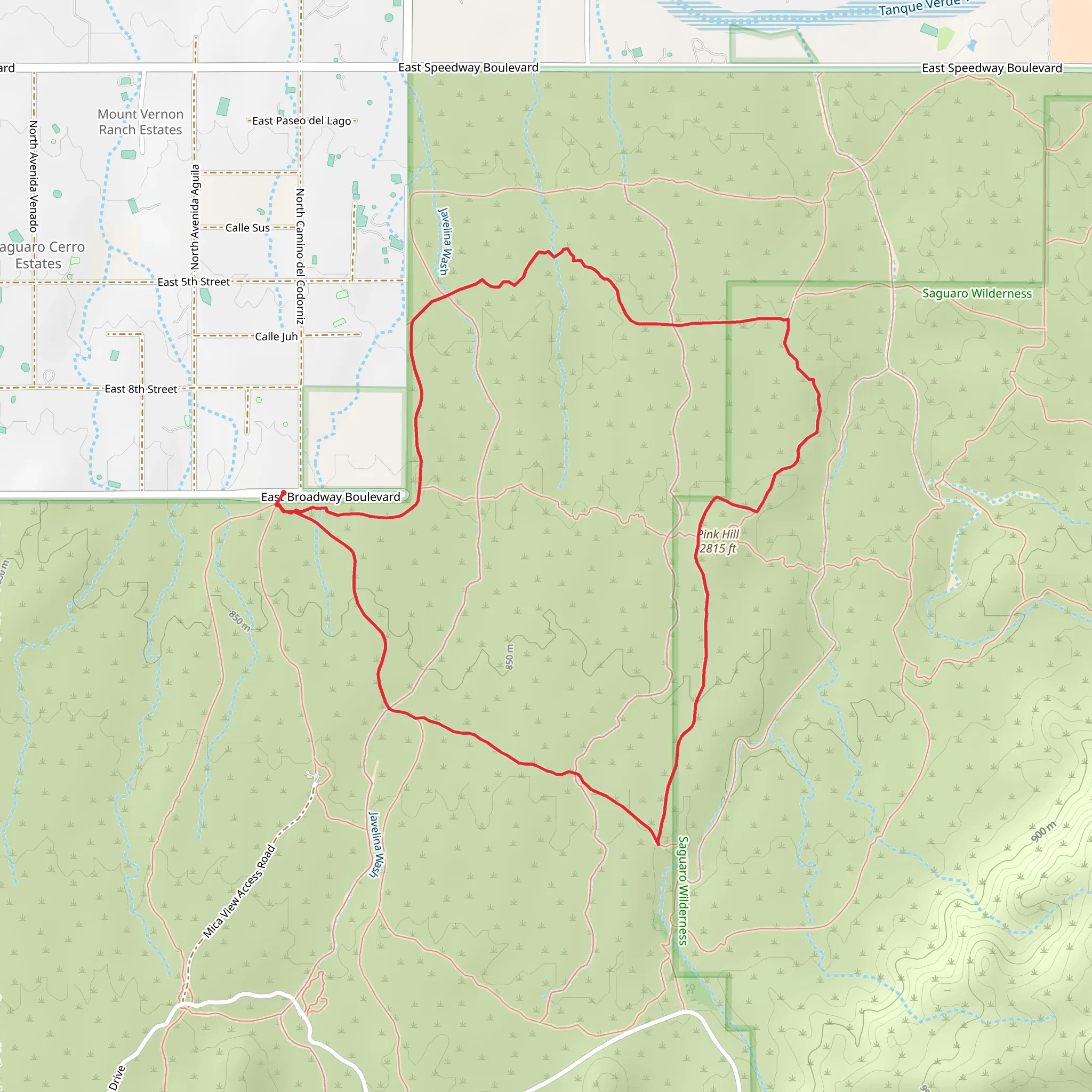 Shantz Trail, Loma Verde Trail and Cactus Forest Trail Loop mobile static map