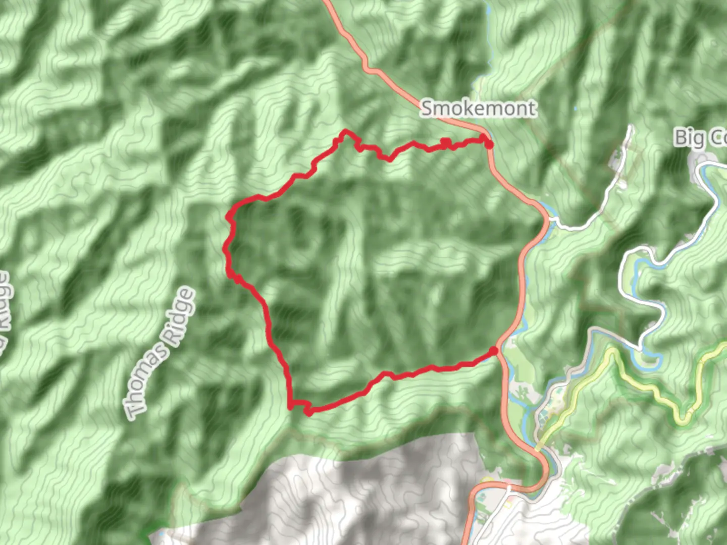An image depicting the trail Mingus Creek and Newton Bald Trail and its surrounding area.