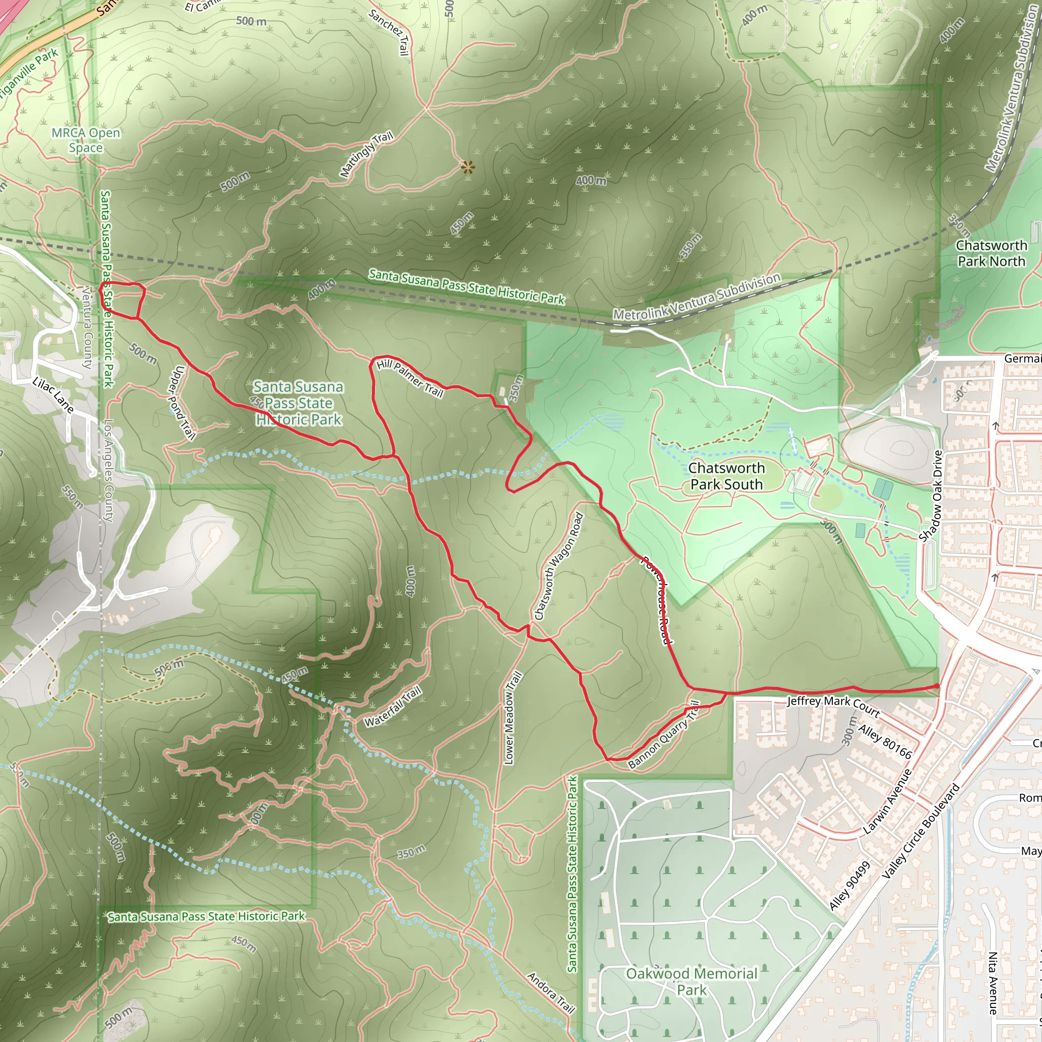 Powerhouse and Old Santa Susanna Stagecoach Road Loop mobile static map