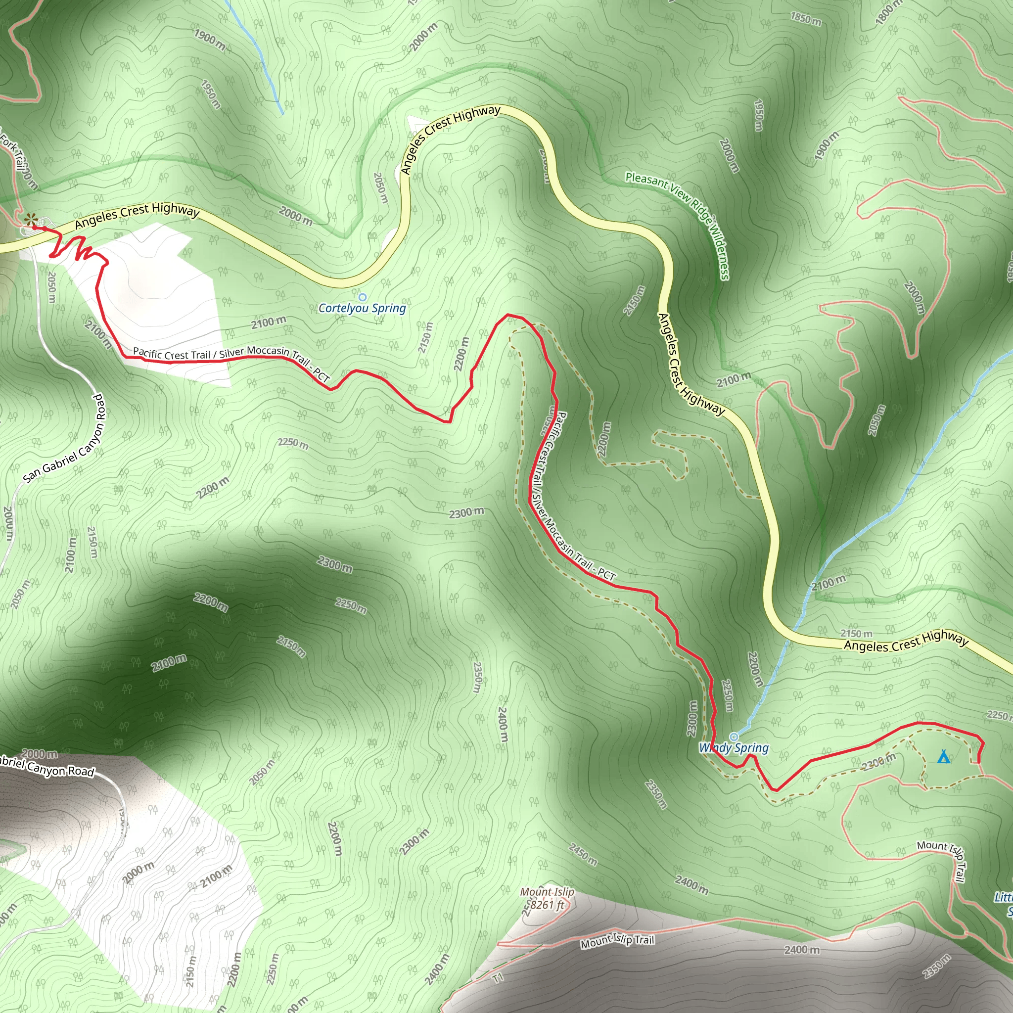 Pacific Crest Trail via Islip Saddle mobile static map
