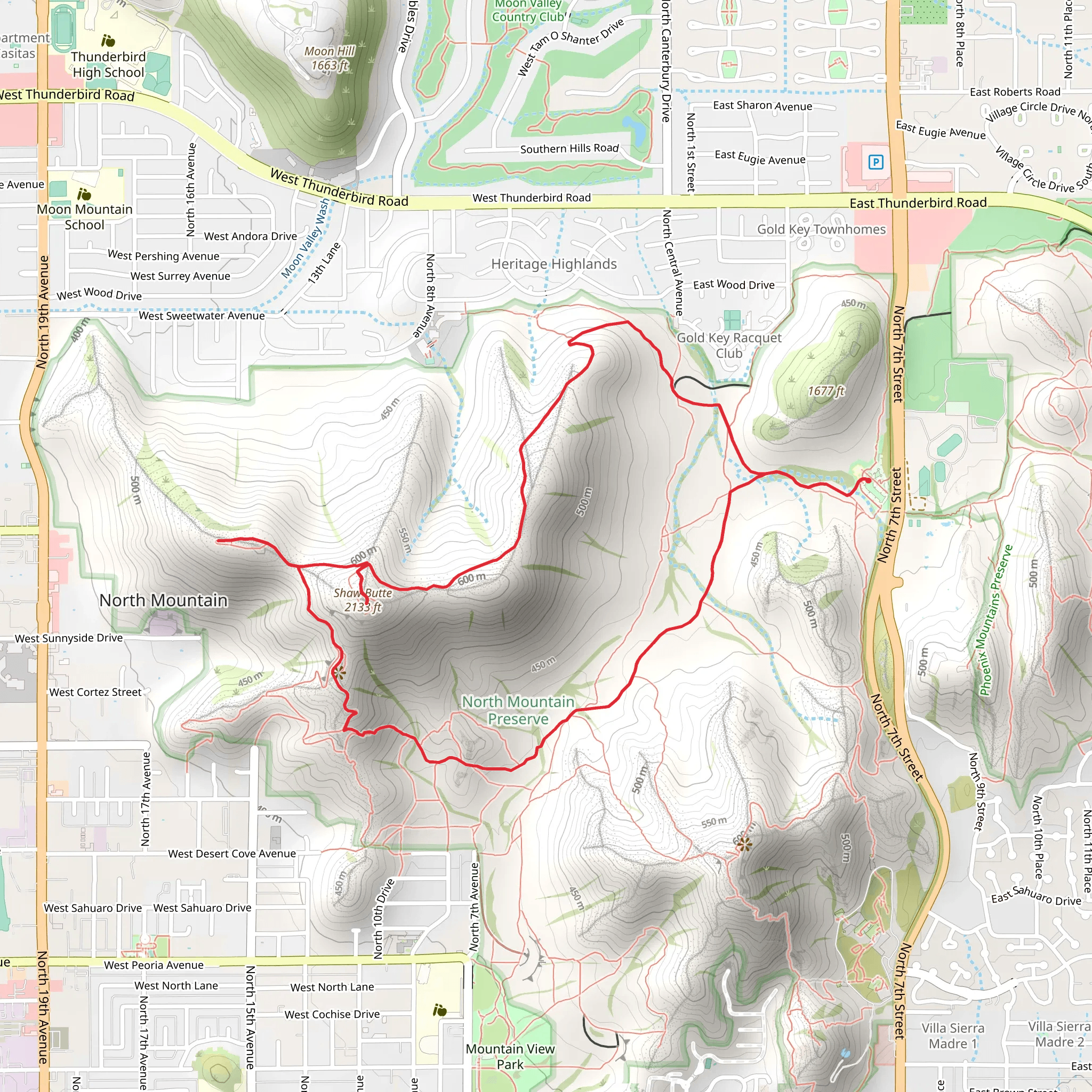 Shaw Butte Loop mobile static map