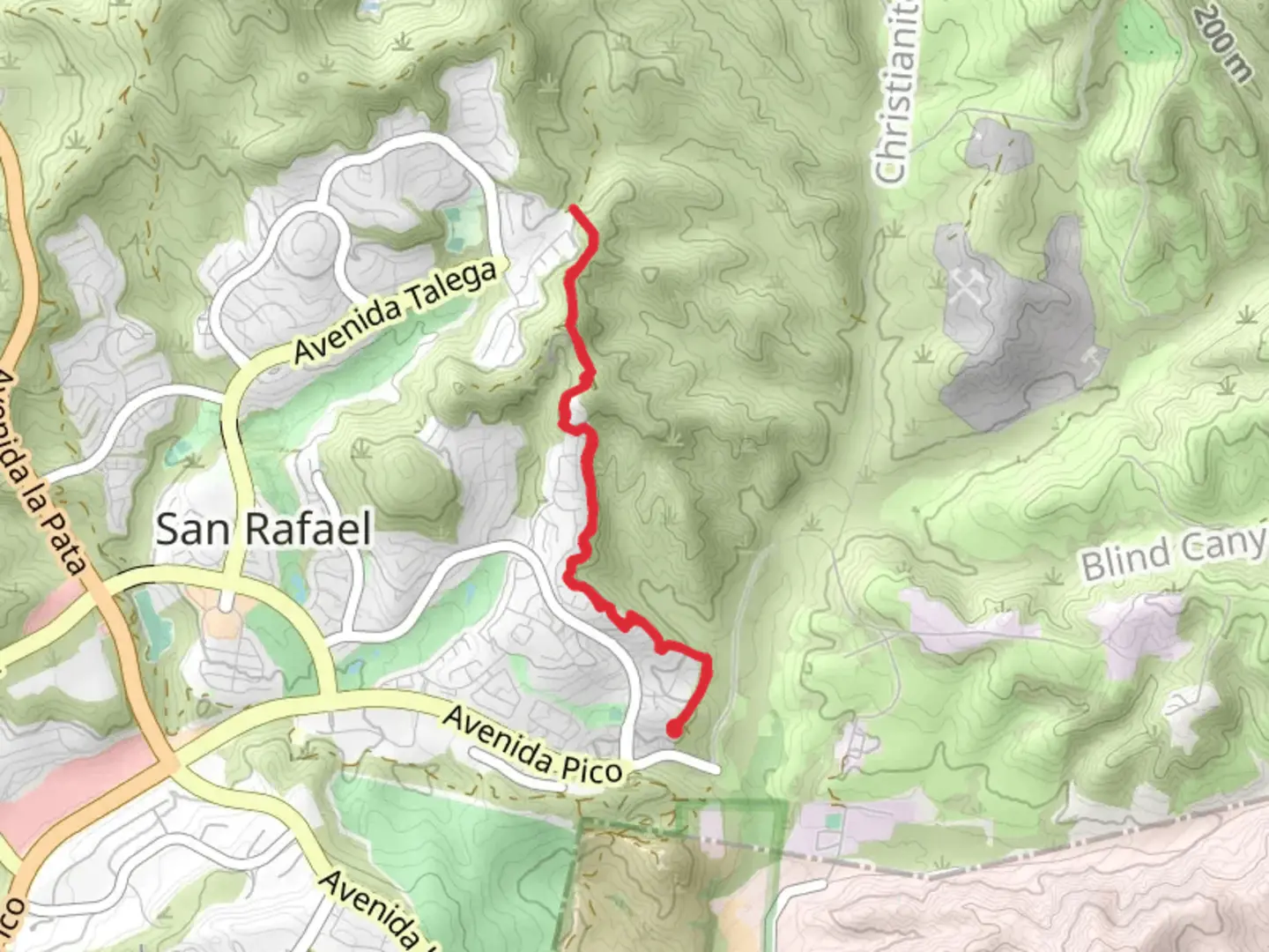 An image depicting the trail Cristianitos Trail Out and Back and its surrounding area.