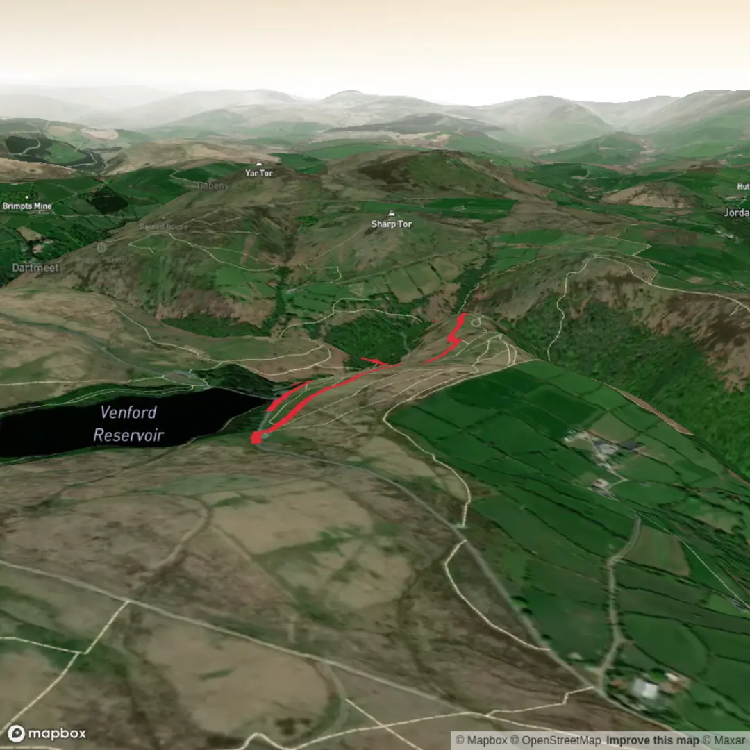 An image depicting the trail Dartmoor Valley Nature Reserve via Bench Tor and its surrounding area.