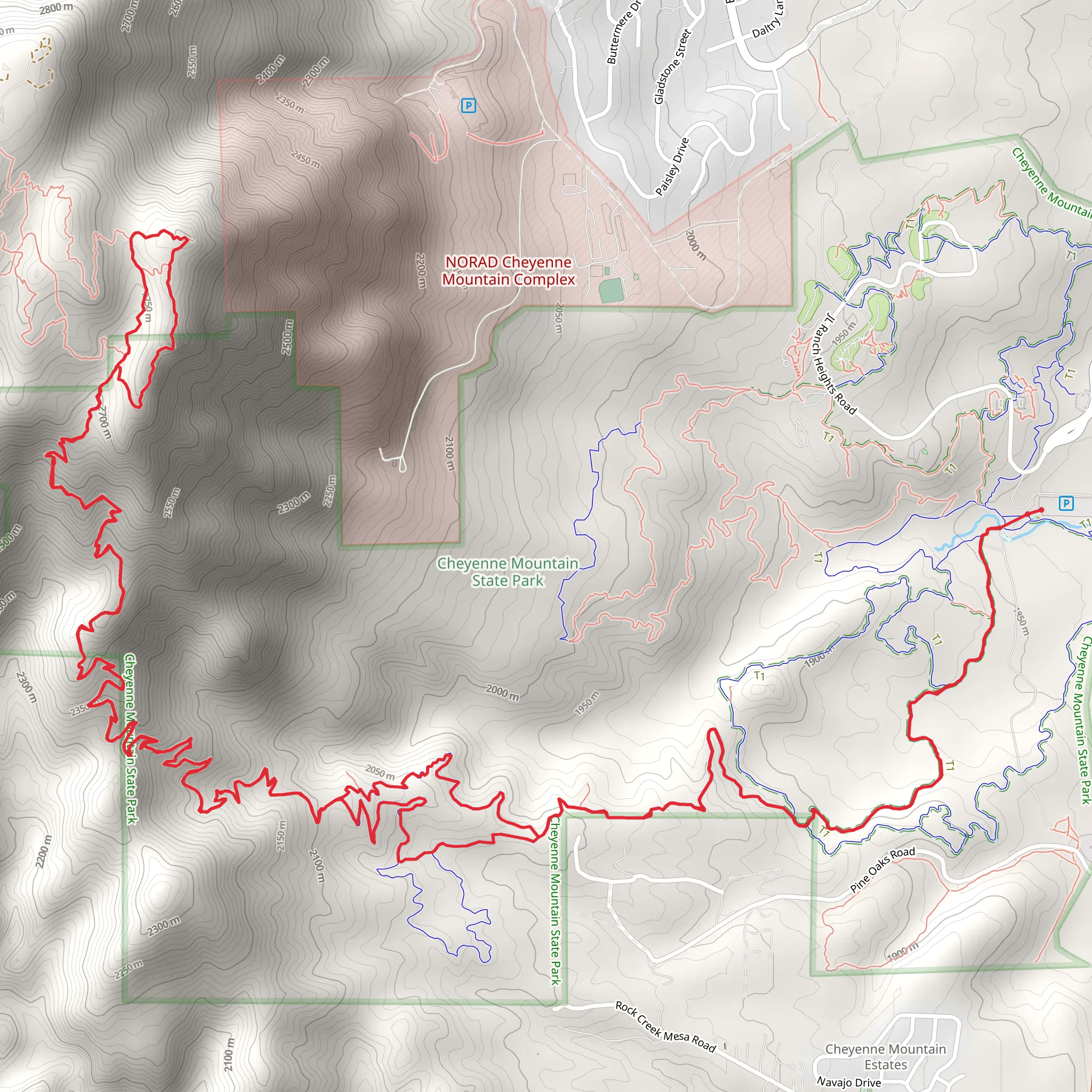 North Talon, Dixon Trail and Dragon's Backbone Trailk mobile static map