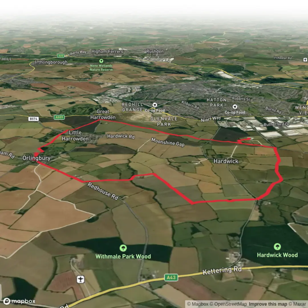 An image depicting the trail Harrowdens by bike and its surrounding area.