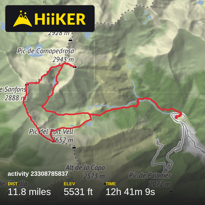 A map preview of the recording Andorra Comapedrosa Summit.