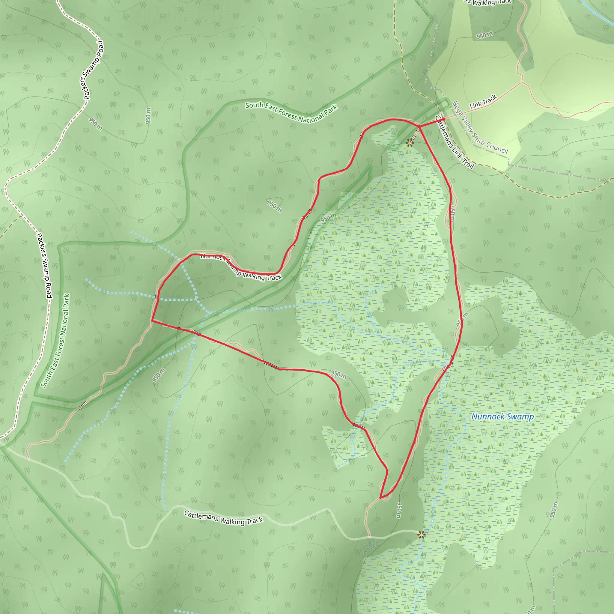 Nunnock Swamp and Grasslands Tracks mobile static map