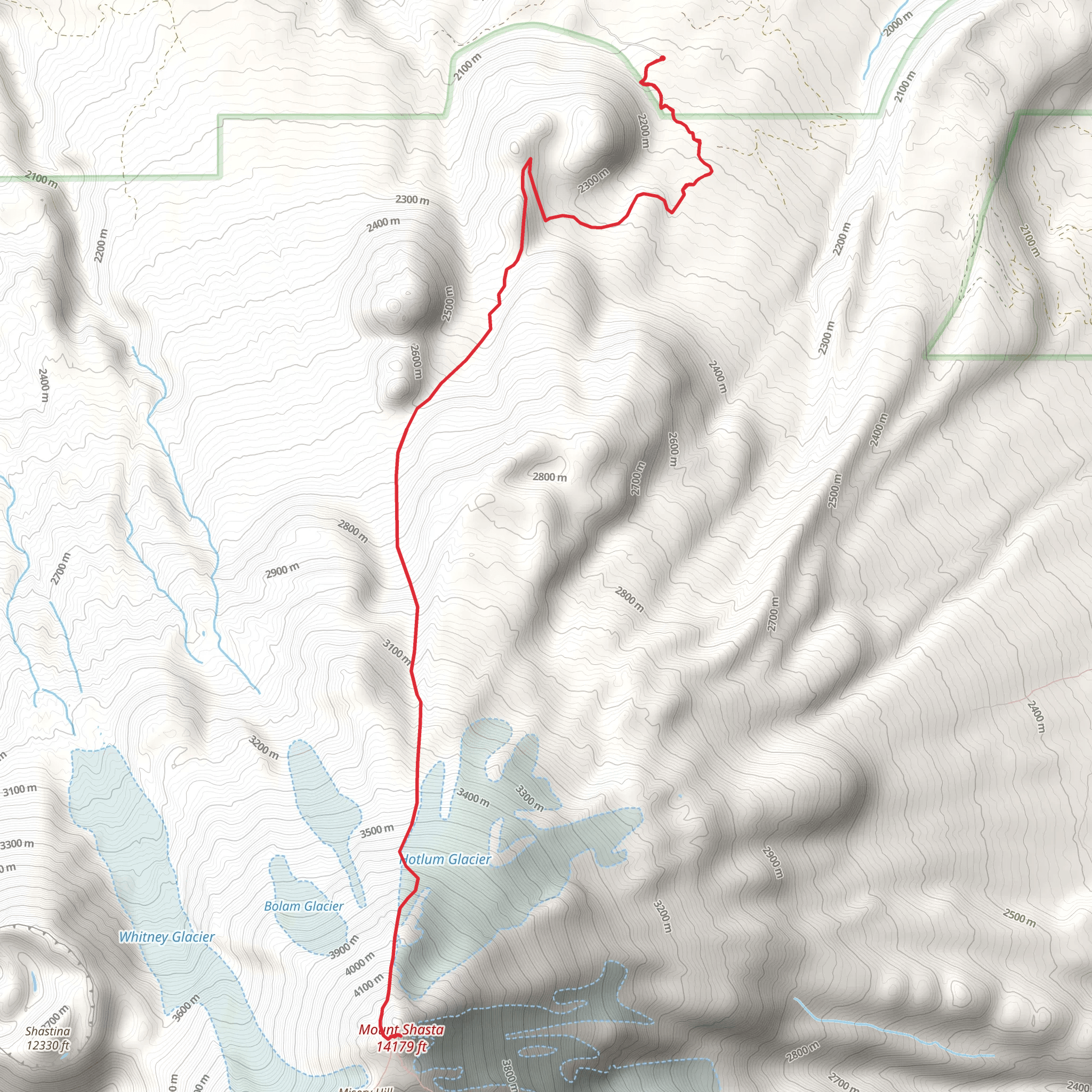 Mount Shasta via Hotlum Bolum Ridge mobile static map