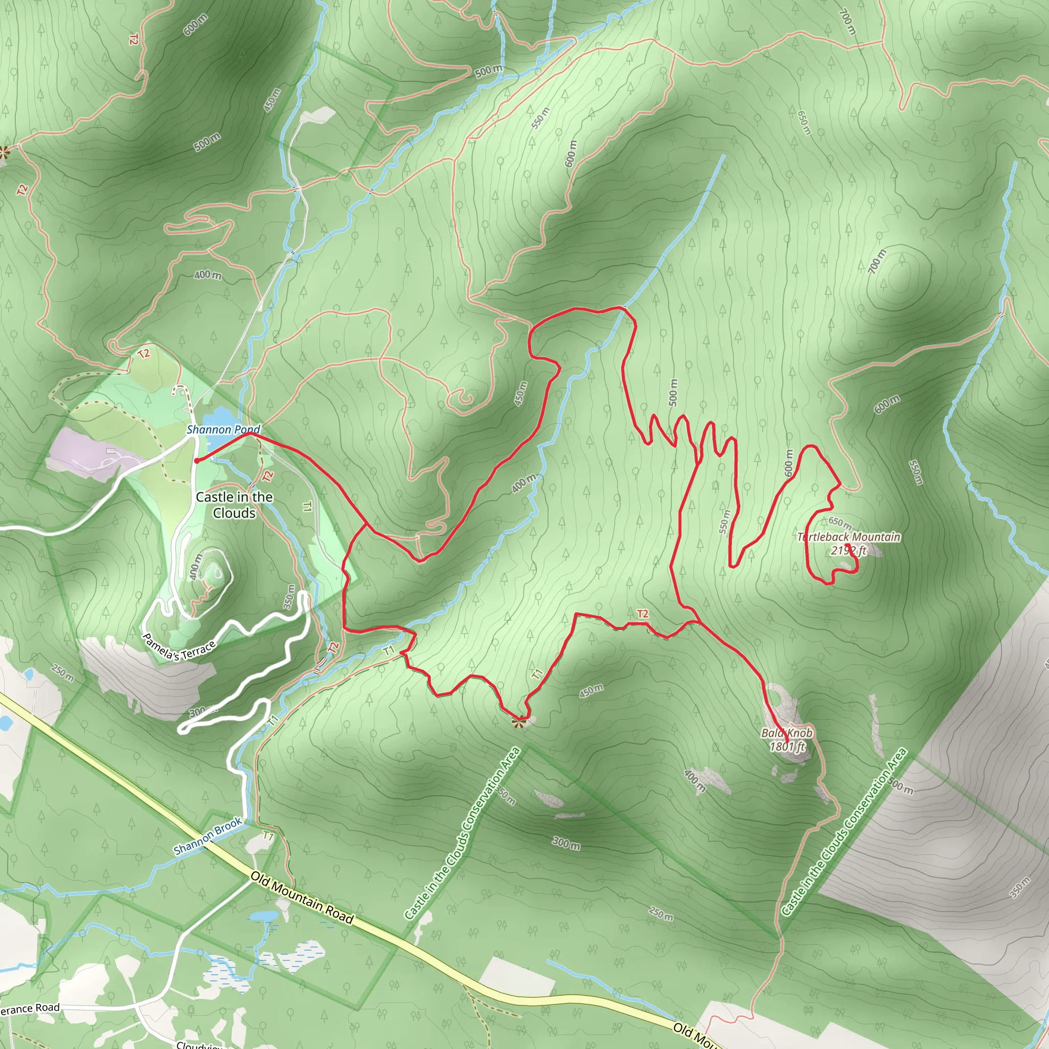 Turtleback Mountain Trail and Bald Knob Cut-off Trail Loop mobile static map