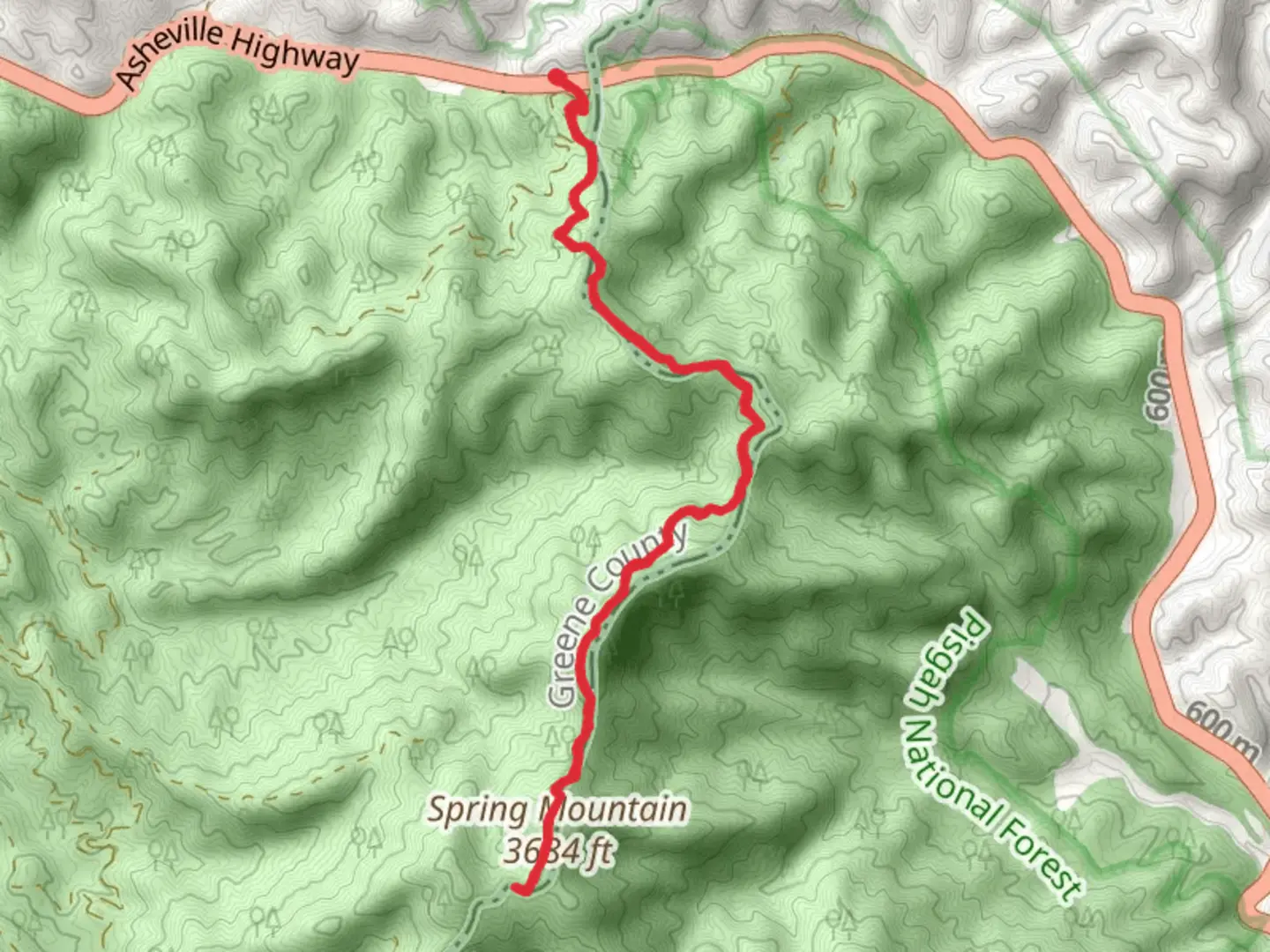 An image depicting the trail Spring Mountain via Appalachian Trail and its surrounding area.