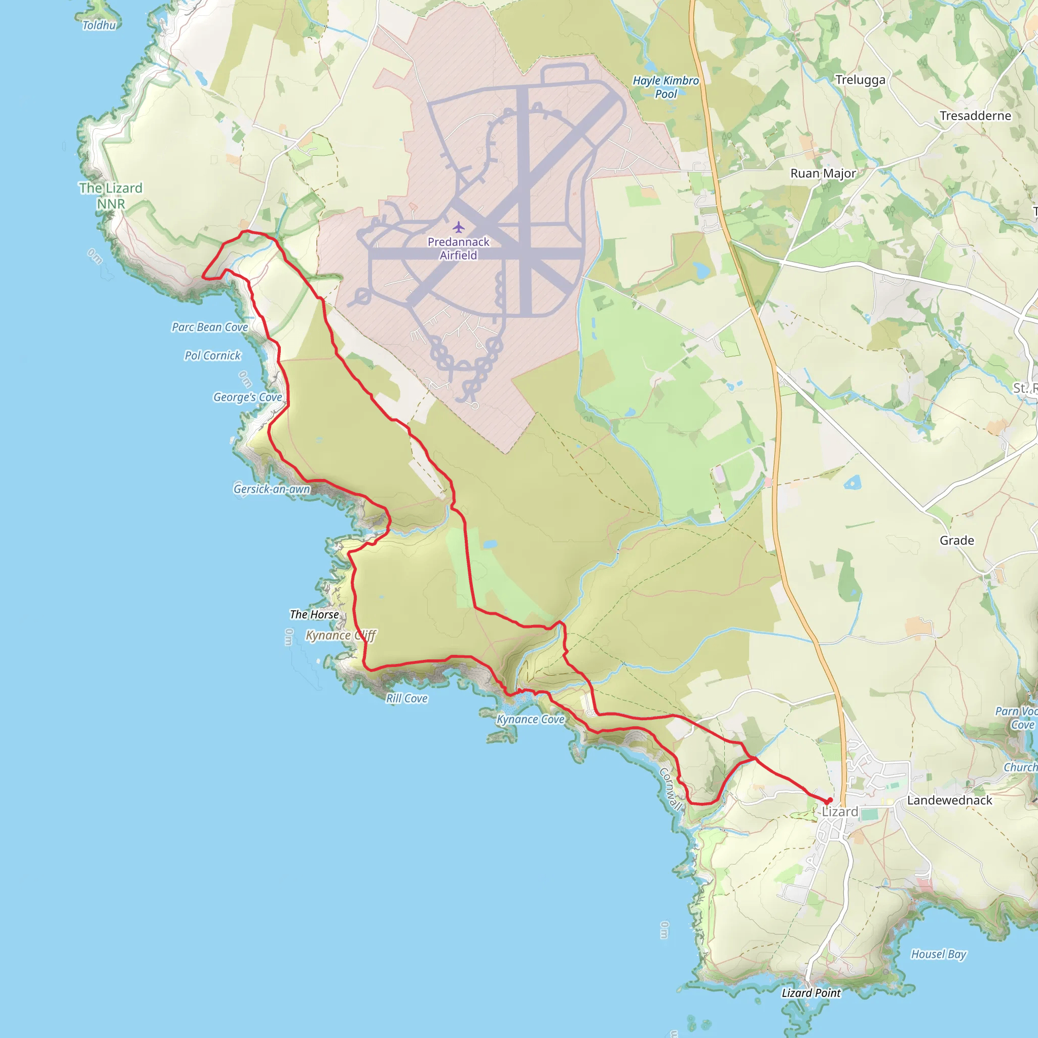 Lower Predannack Caves and Kynance Cove via SWCP mobile static map