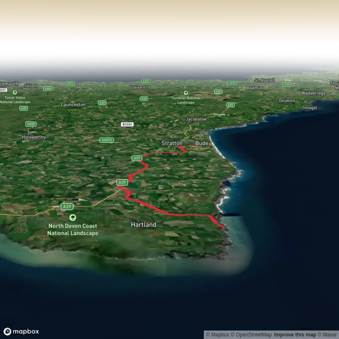 An image depicting the trail Hartland Quay to Bude - South West Coast Path and its surrounding area.