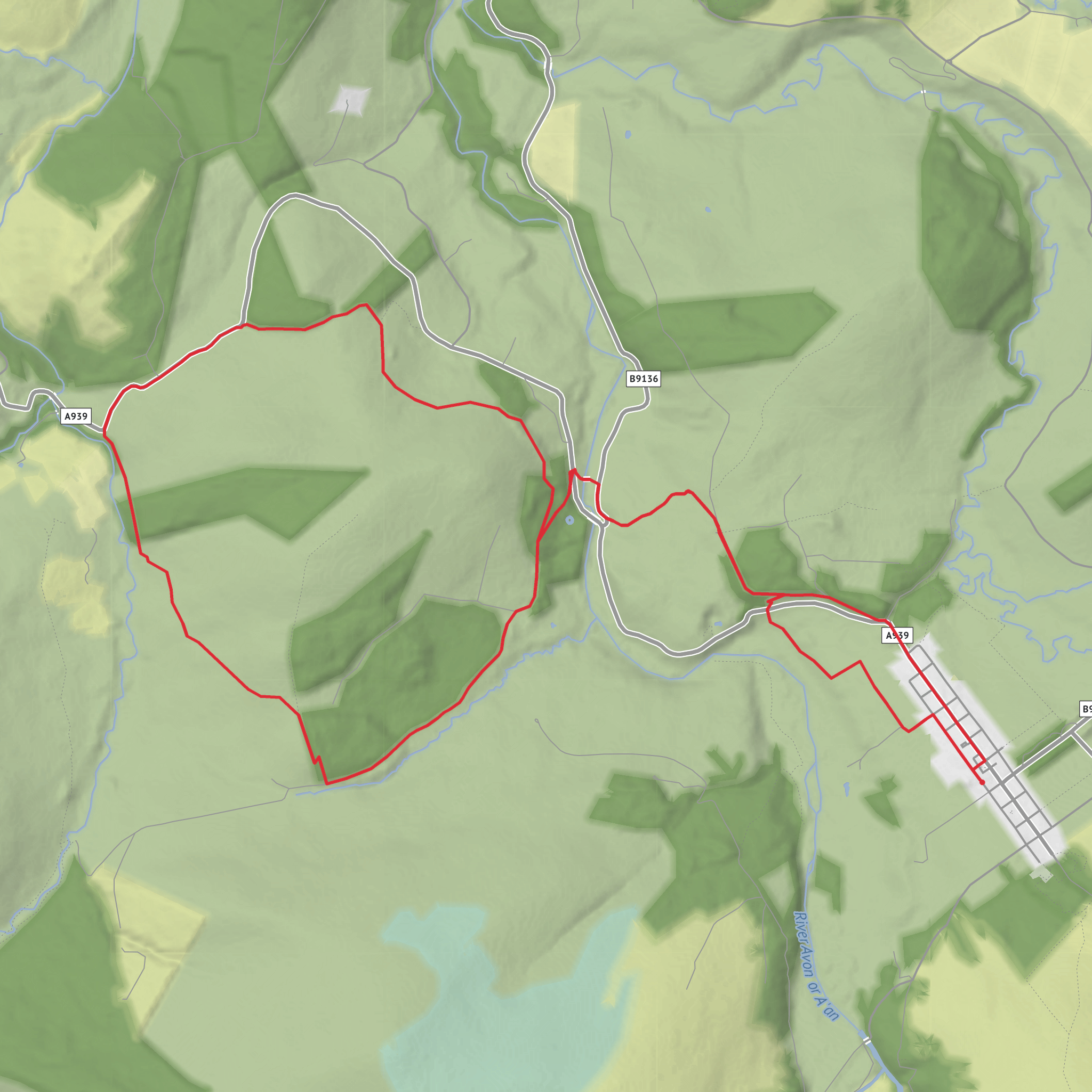 Bridge of Avon, Coille Mhor and Tom nam Marbh Loop from Tomintoul mobile static map