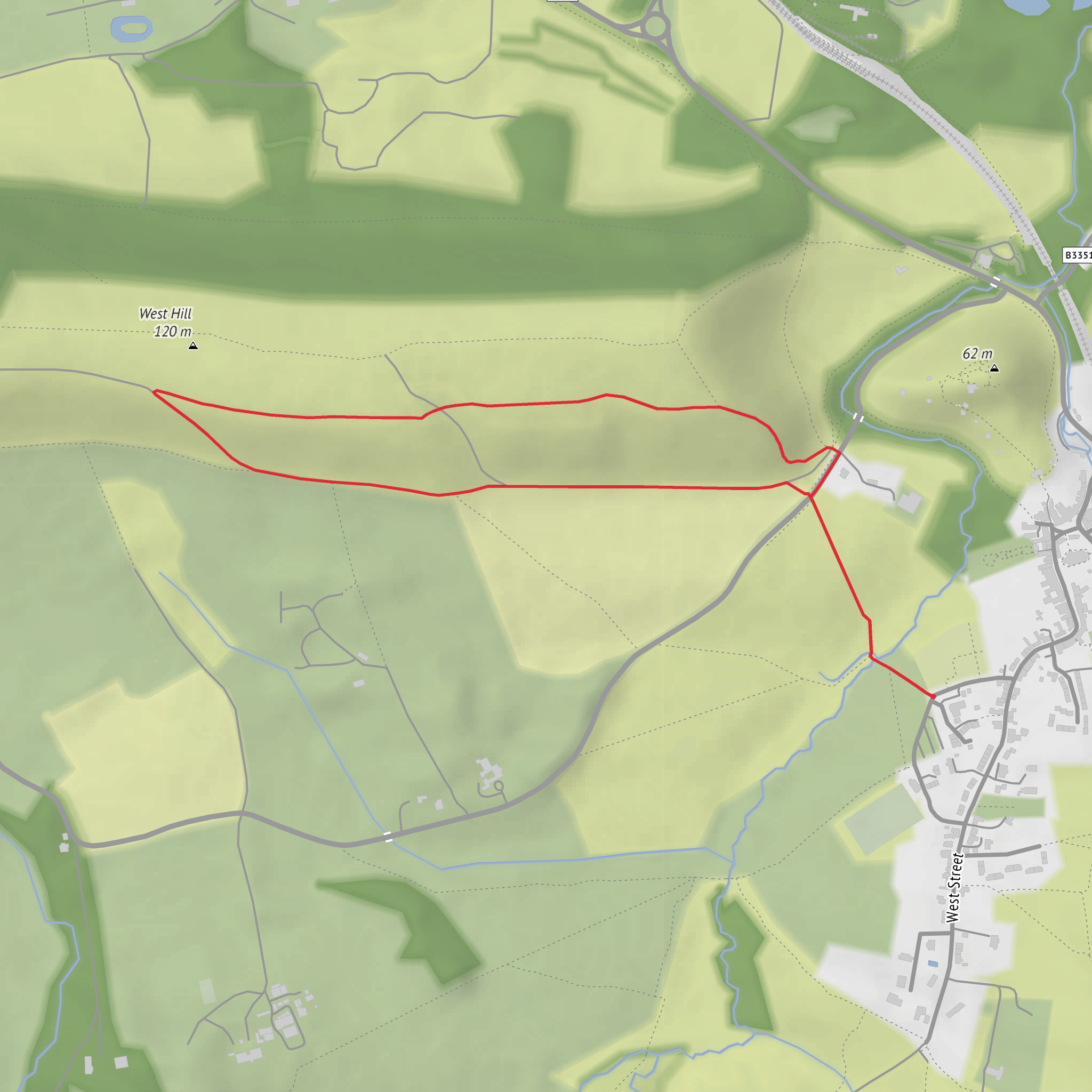 West Hill, The Rings and Corfe Castle Loop mobile static map