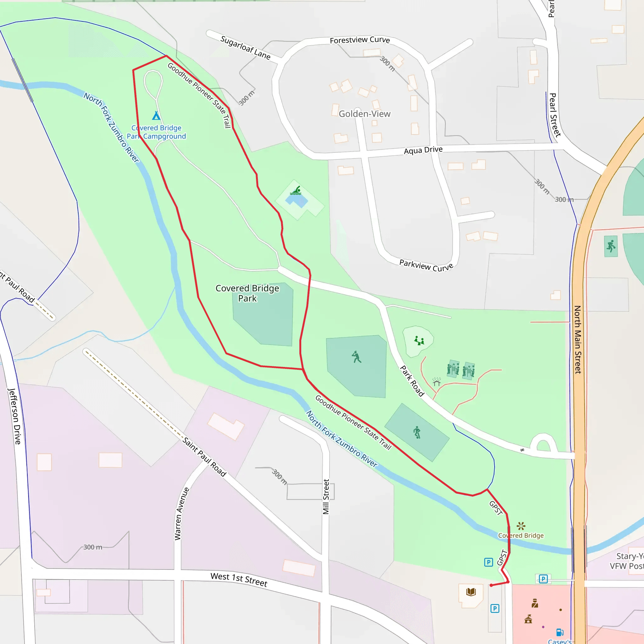 Covered Bridge Park Loop via Goodhue Pioneer State Trail mobile static map