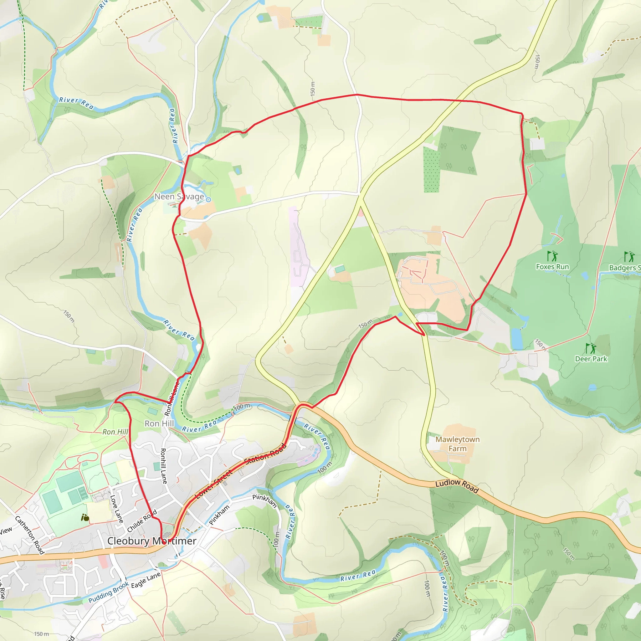 Cleobury Mortimer to Neen Savage Loop mobile static map