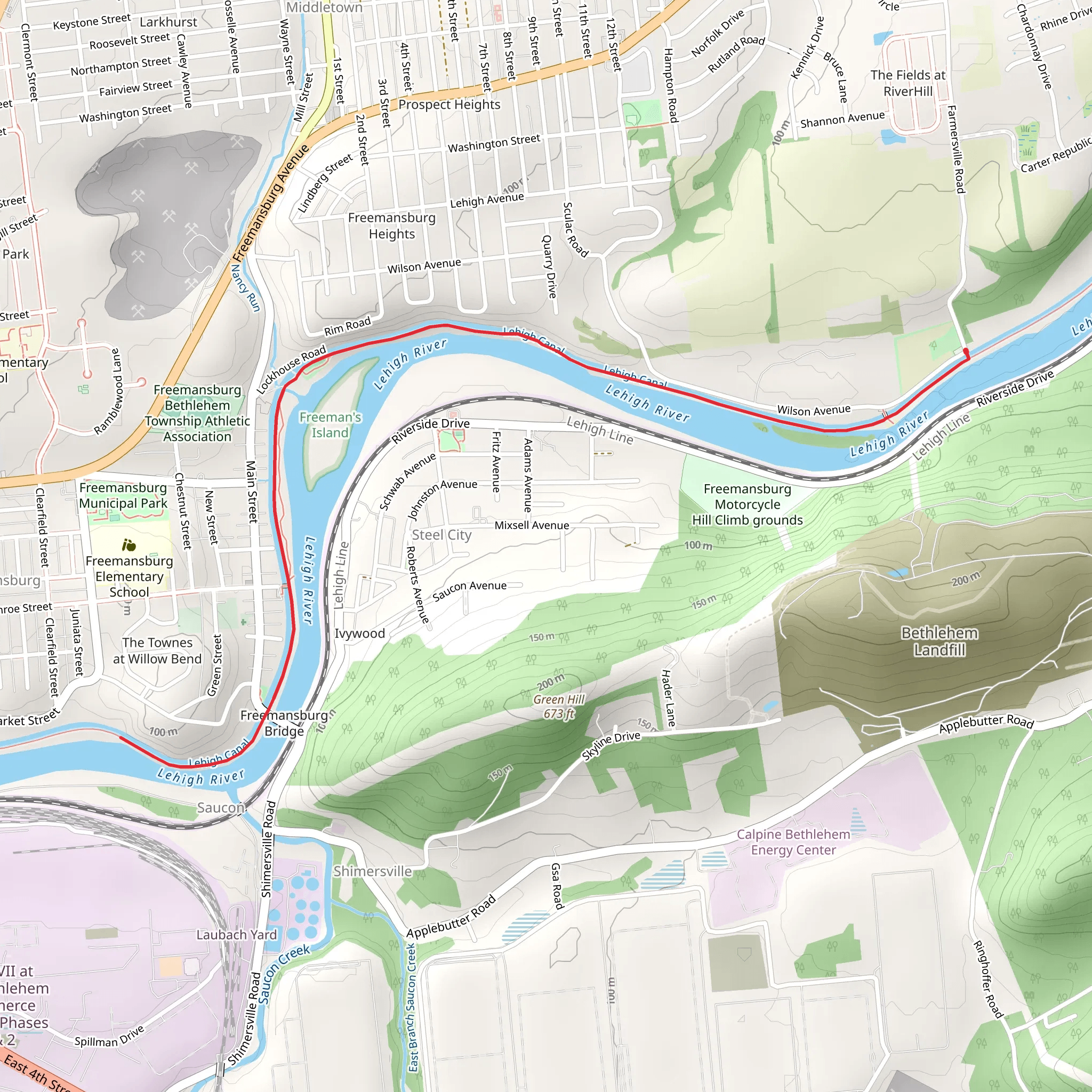 Lehigh River via D and L Trail mobile static map