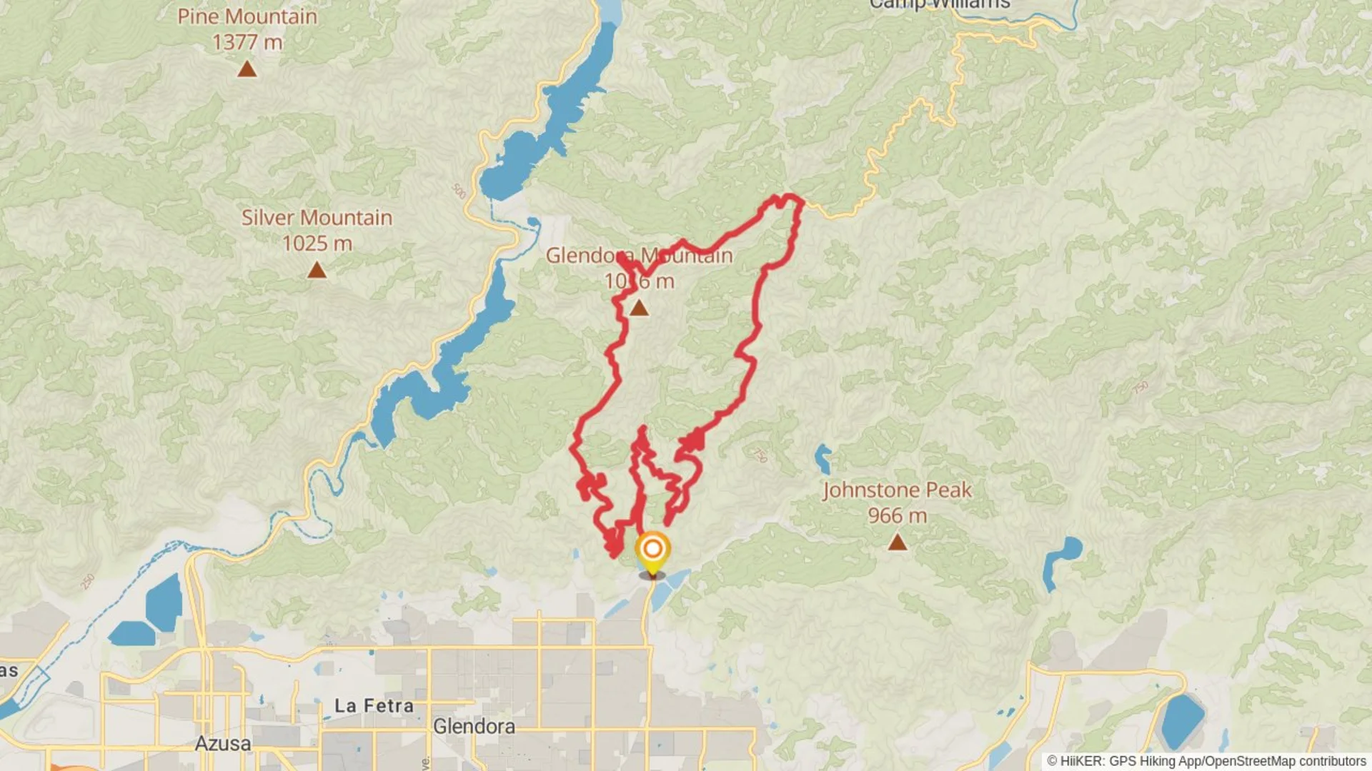 An image depicting the trail Dalton Debris and Glendora Mountain Loop and its surrounding area.