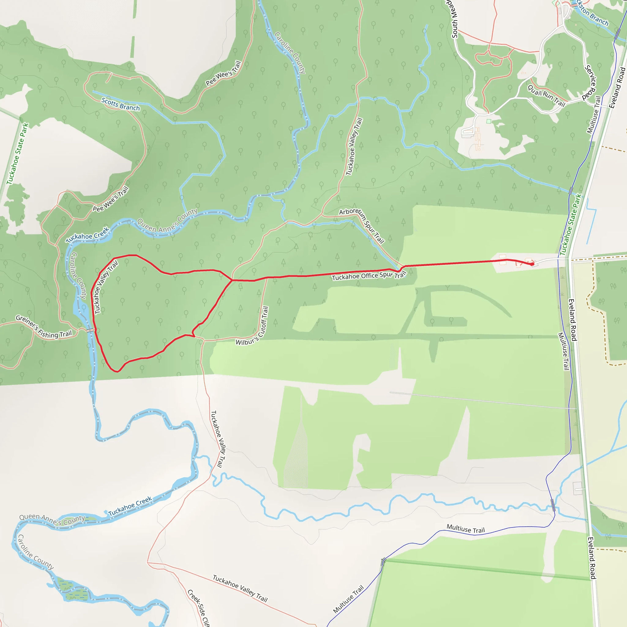 Tuckahoe Valley Loop via Tuckahoe Office Spur Trail mobile static map