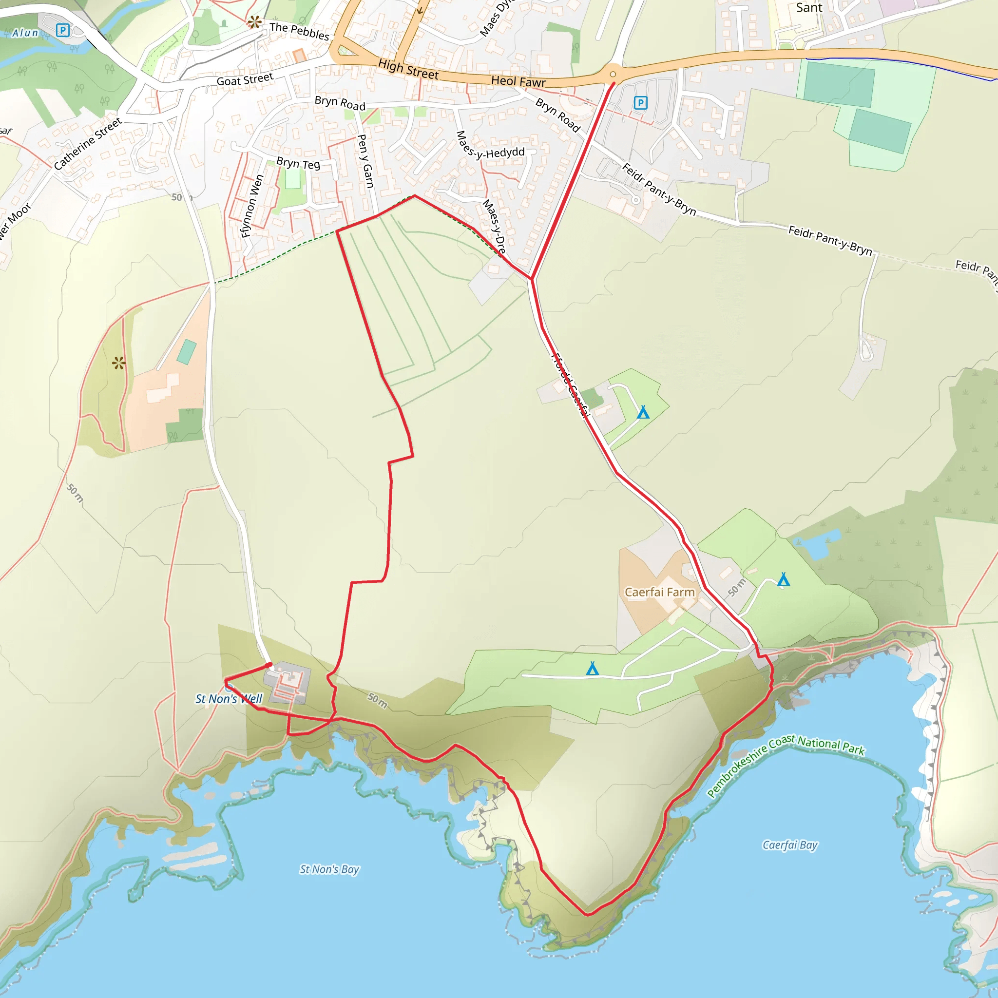 Caerfai Walk mobile static map