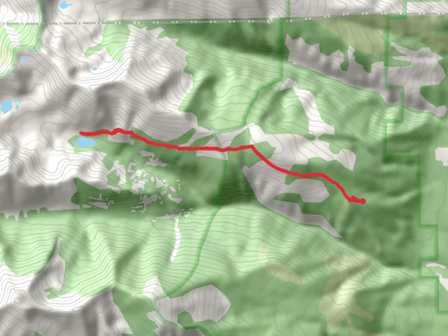 An image depicting the trail Peterson Lake via Holloway Lake Trail and its surrounding area.