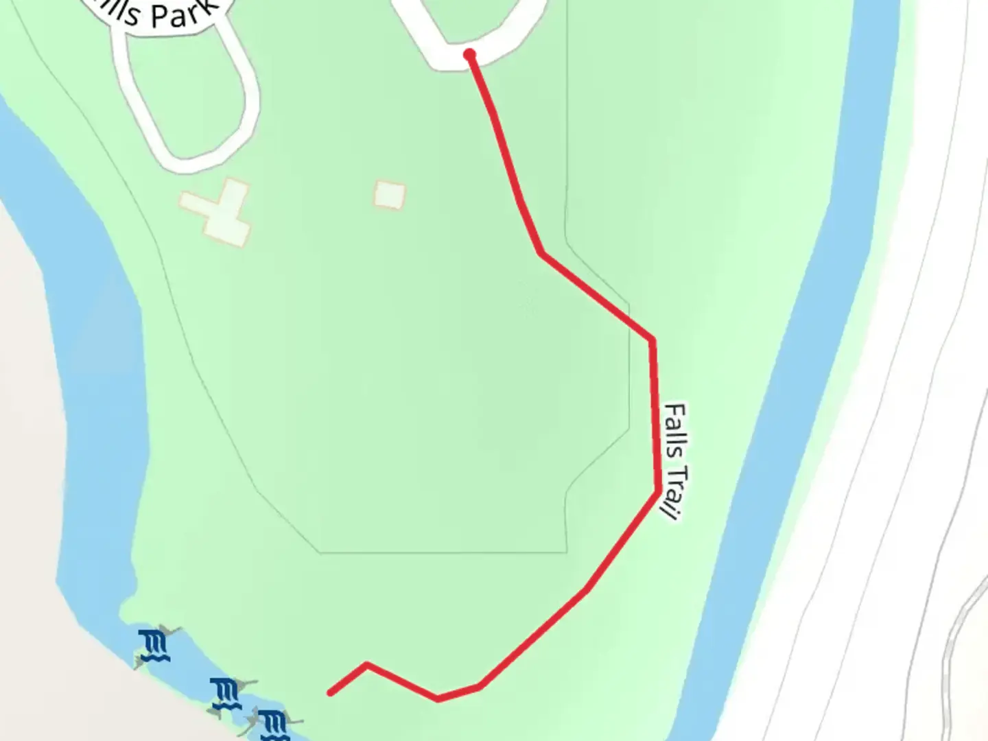 An image depicting the trail Falls Trail and its surrounding area.
