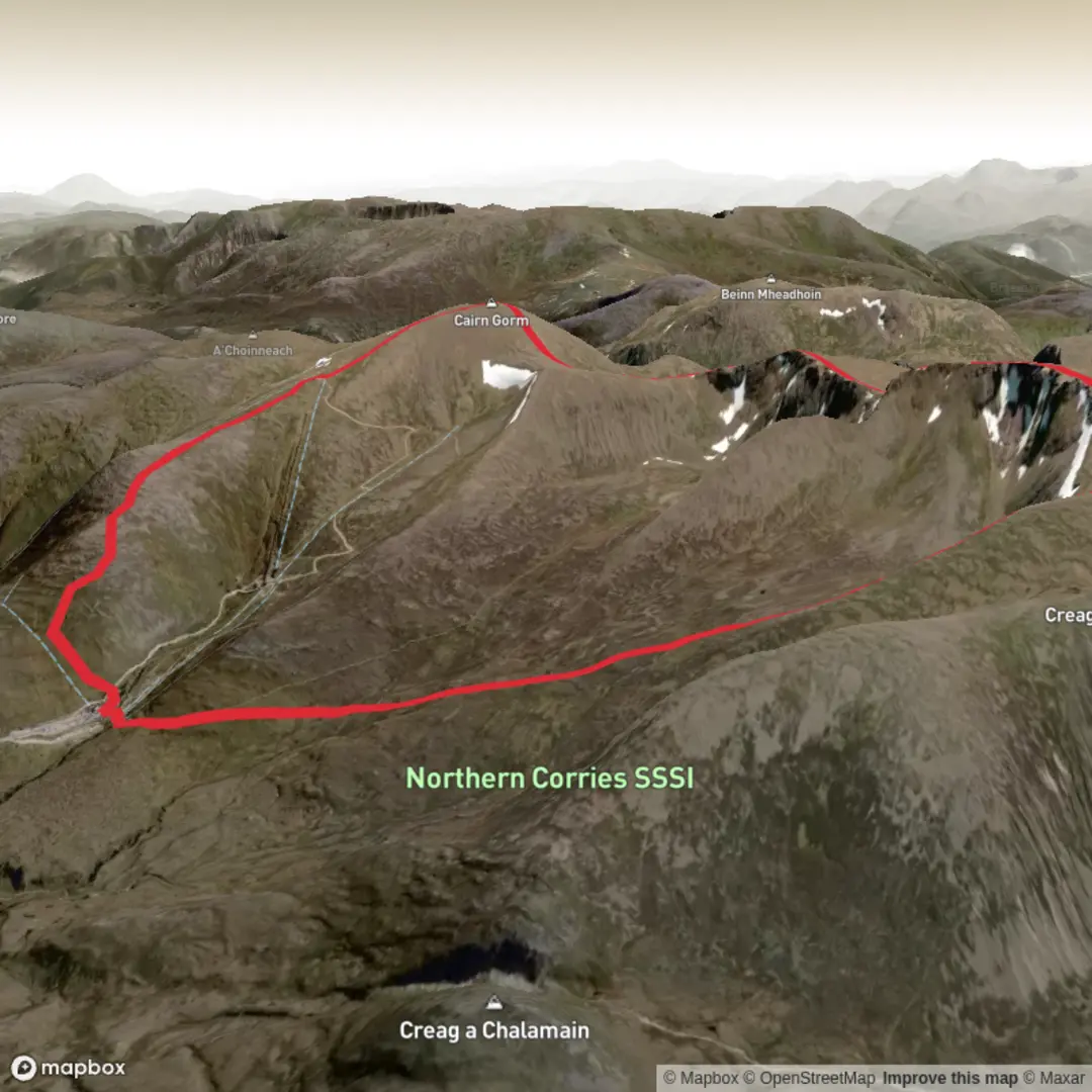 An image depicting the trail Carin Lochan and Cairn Gorms Loop and its surrounding area.