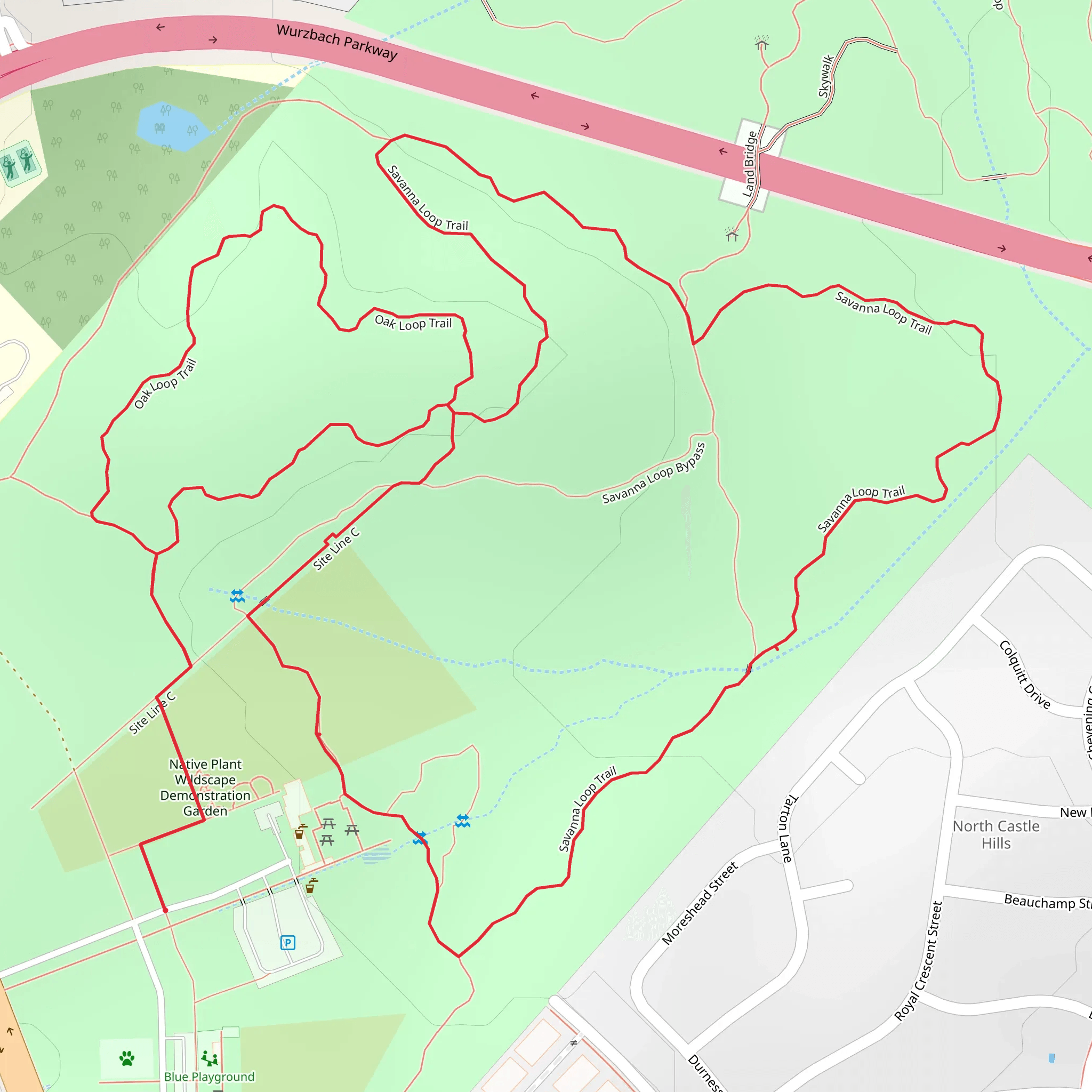 Savanna and Oak Loop Trail mobile static map