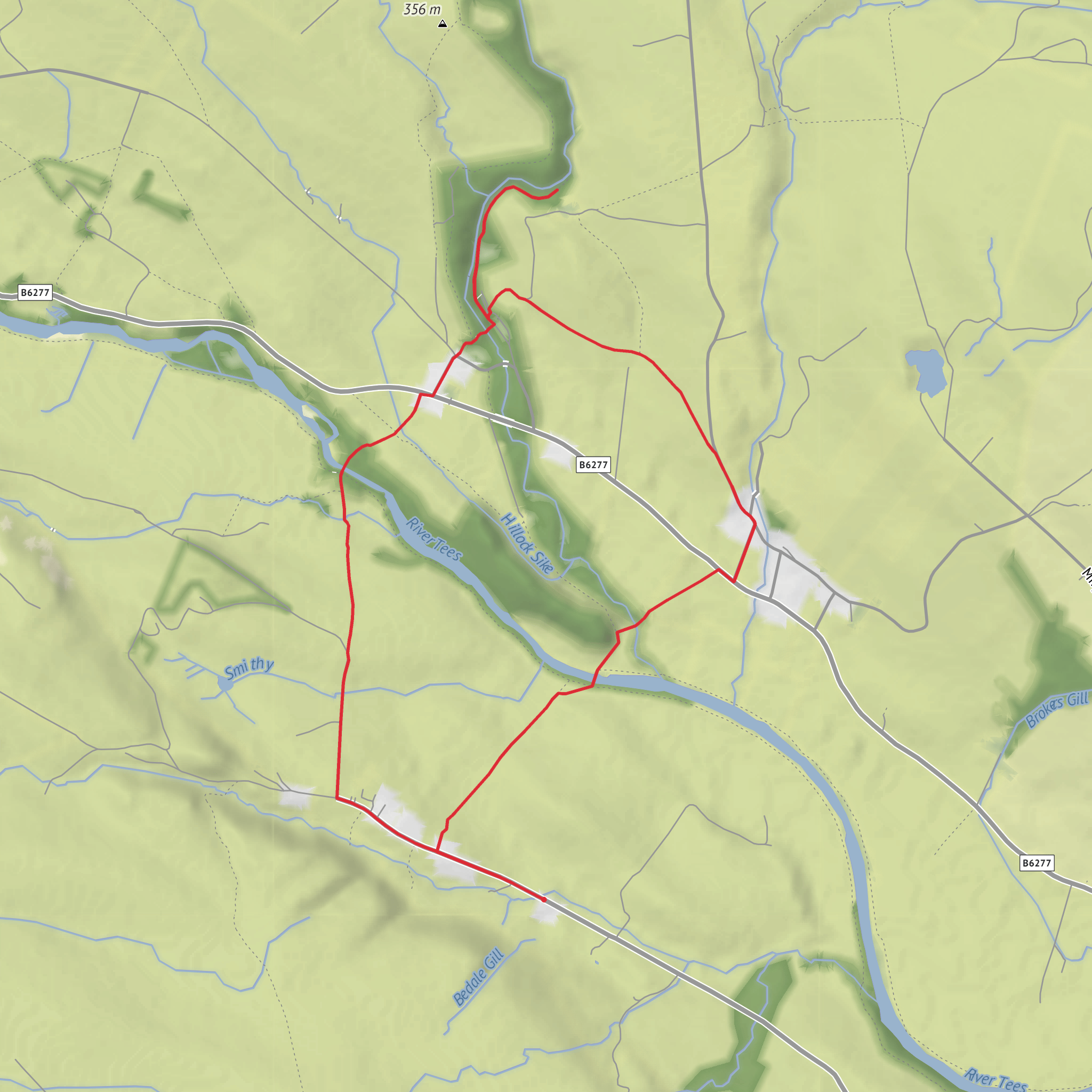 Low Pikestone, Gibson's Cave and Newbiggin Bridge Loop mobile static map