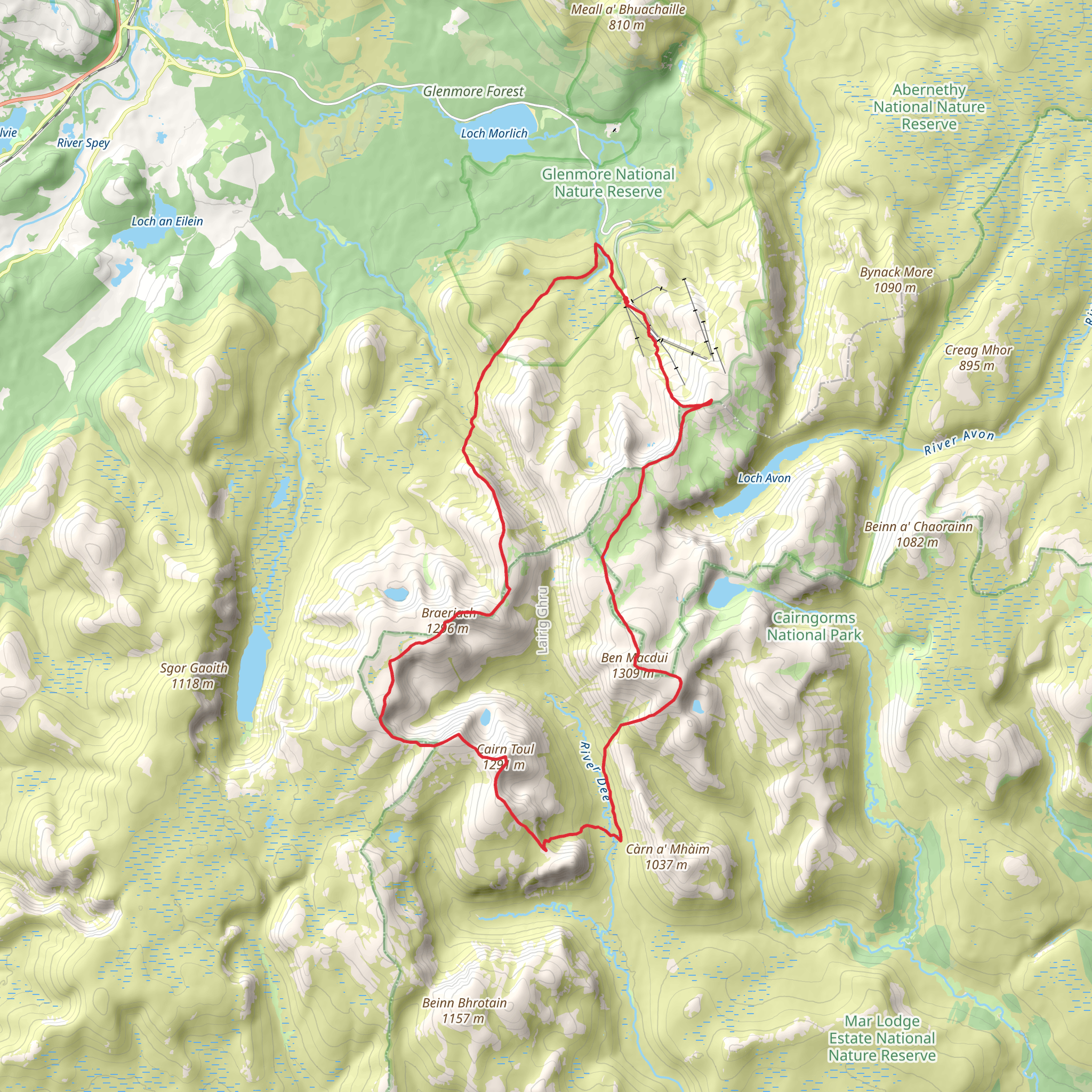 Ben Macdui and Cairn Toul Loop from Base Sation mobile static map