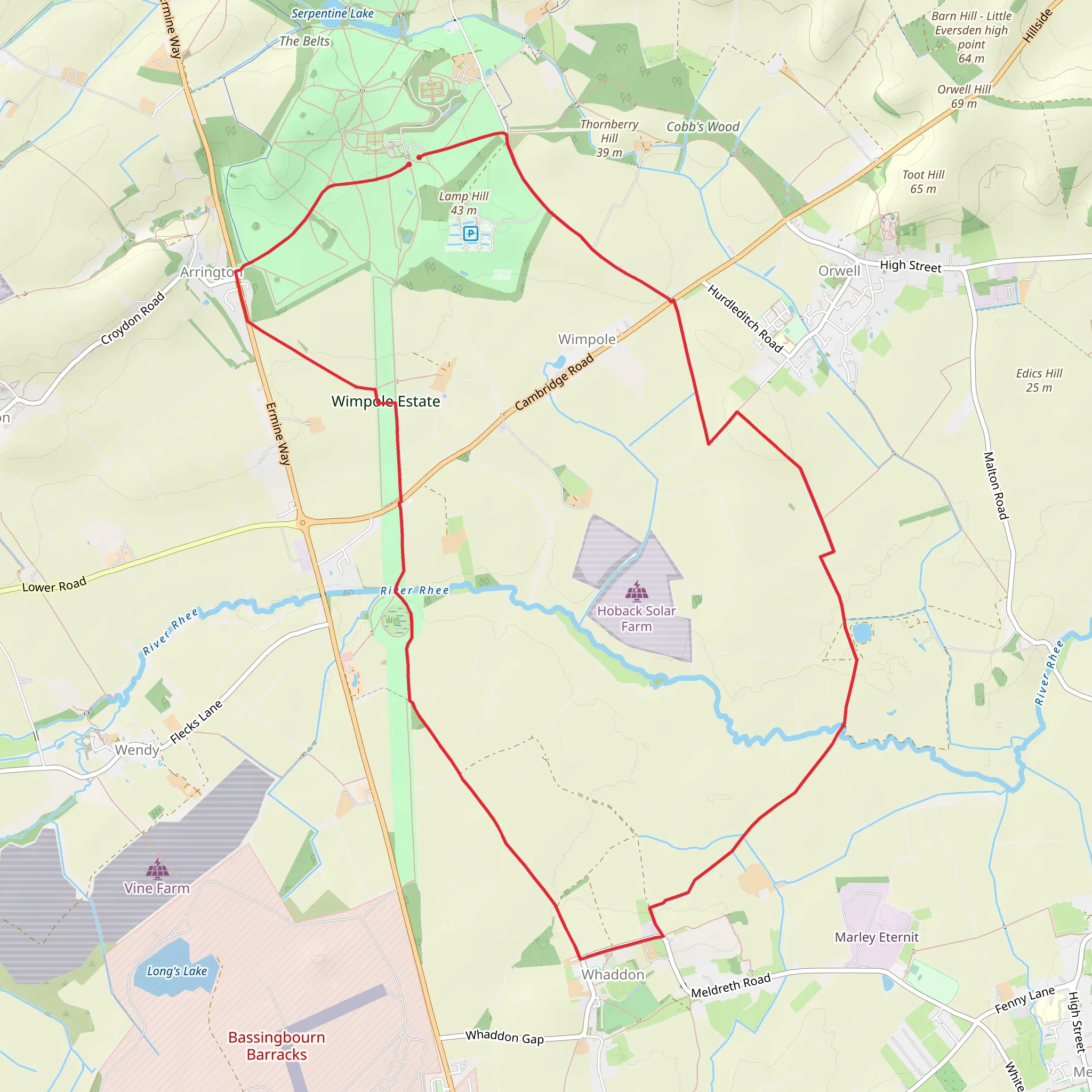 Wimpole Park and Whaddon mobile static map