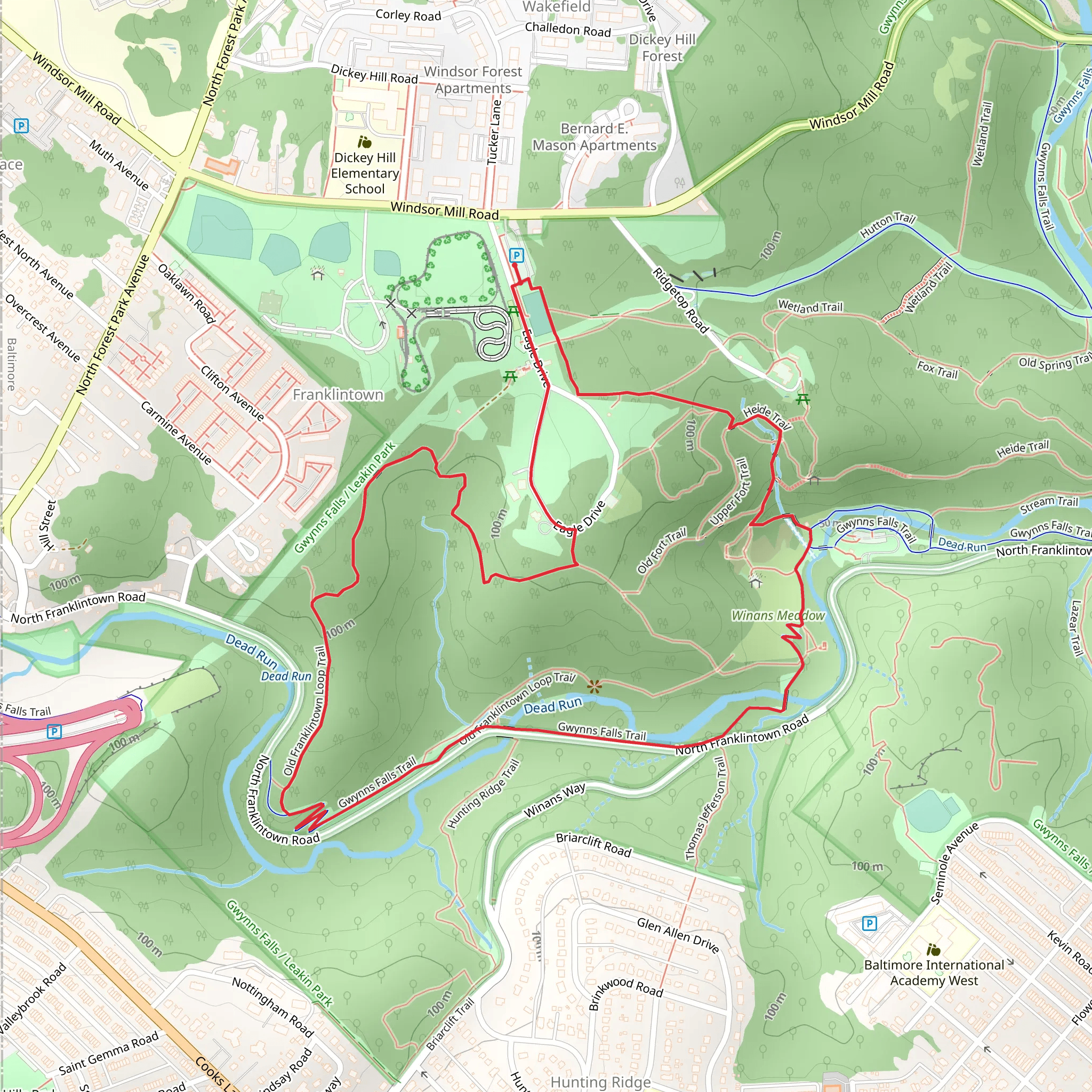 Old Franklintown, Gwynns Falls and Heide Loop Trail mobile static map