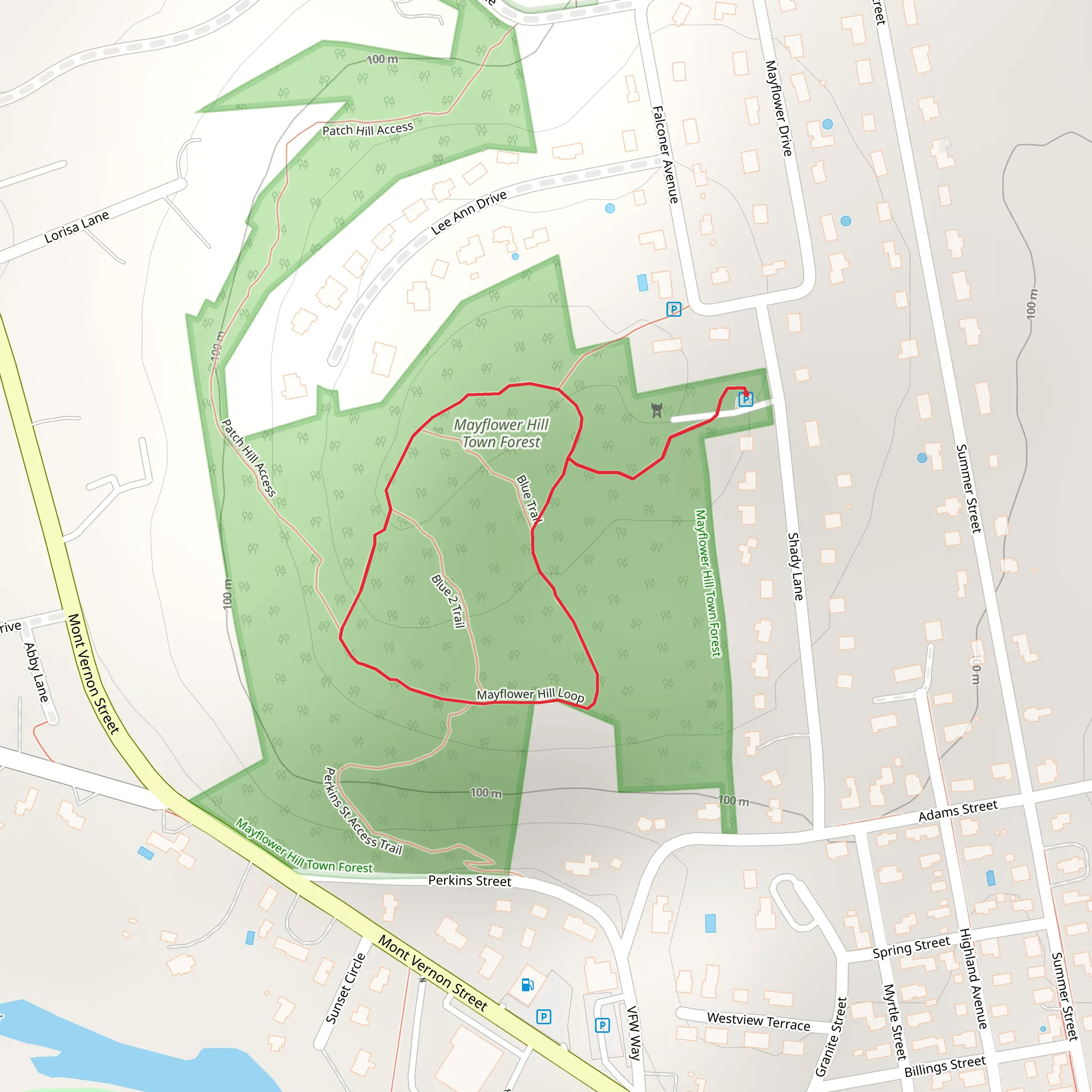 Mayflower Hill Loop via Shady Lane mobile static map