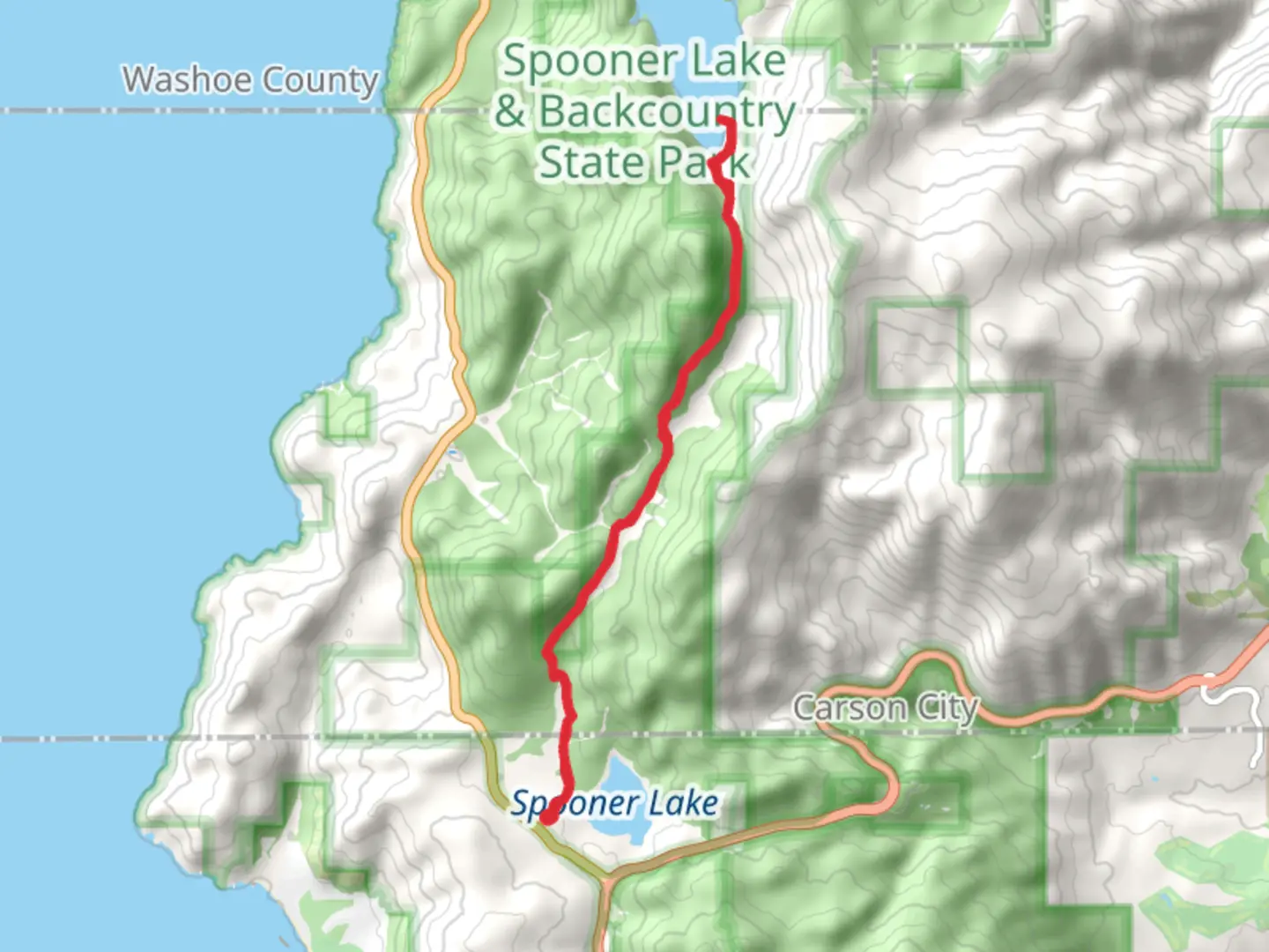 An image depicting the trail Marlette Lake Trail and its surrounding area.