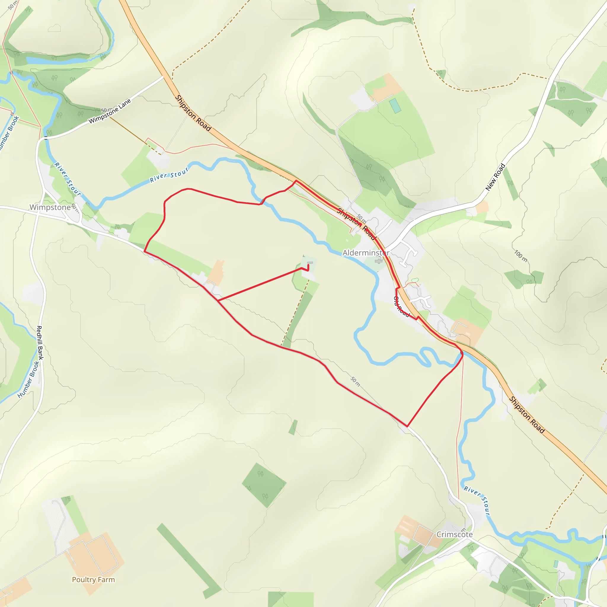 St Mary and the Holy Cross Loop - Alderminster mobile static map