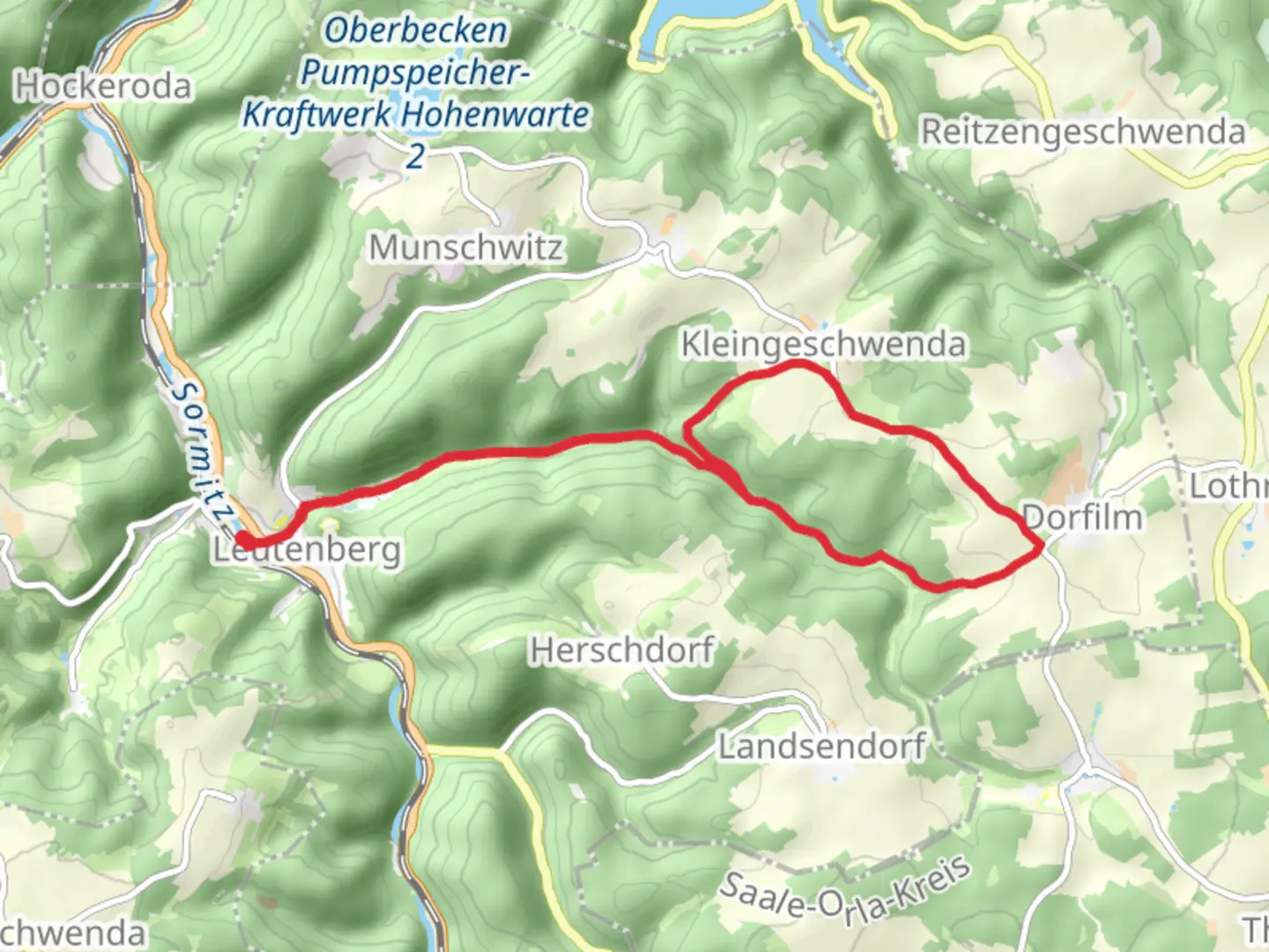 An image depicting the trail Kreuzlinde Loop and its surrounding area.