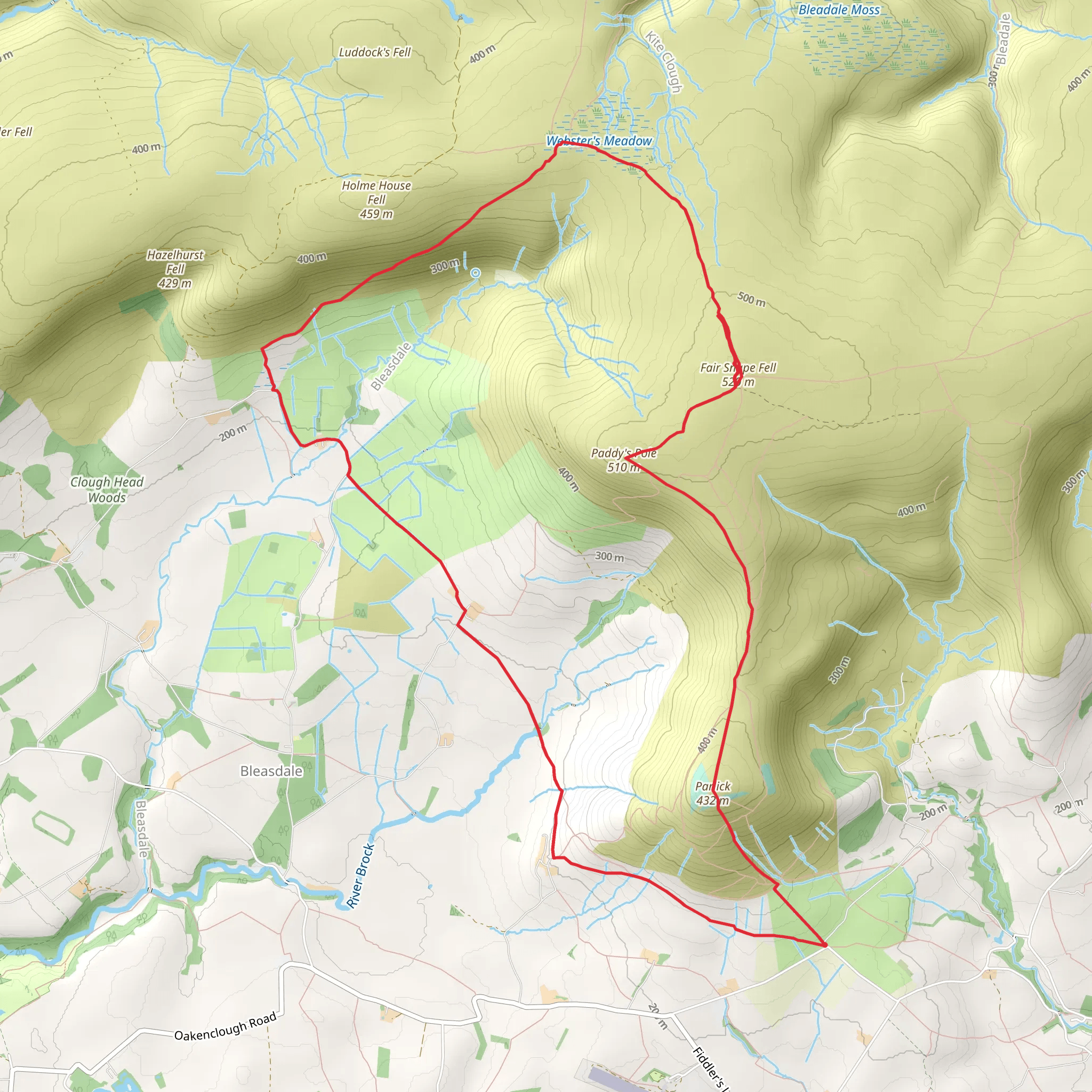 Blindhurst Fell and Paddy's Pole Loop mobile static map