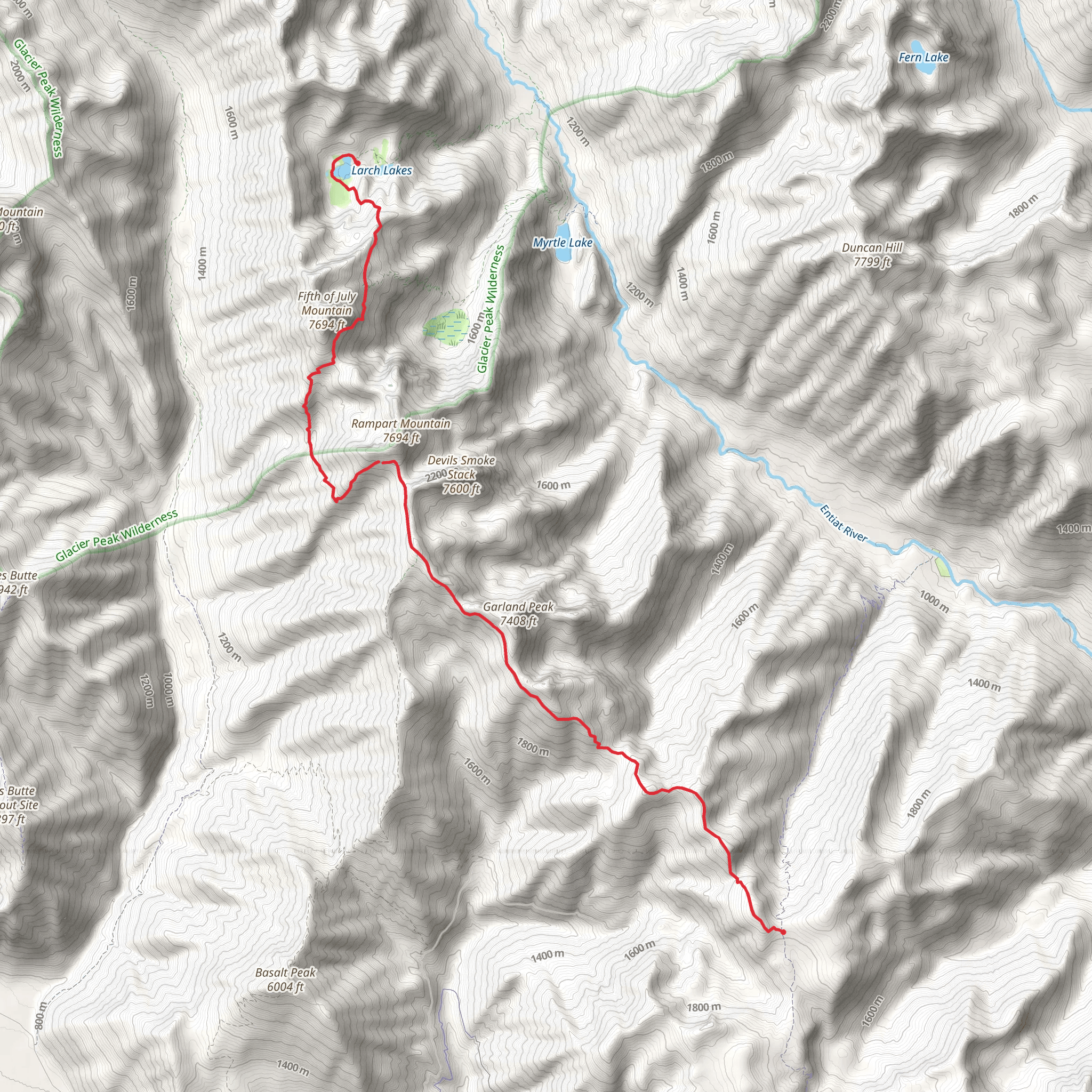 Garland Peak Trail mobile static map