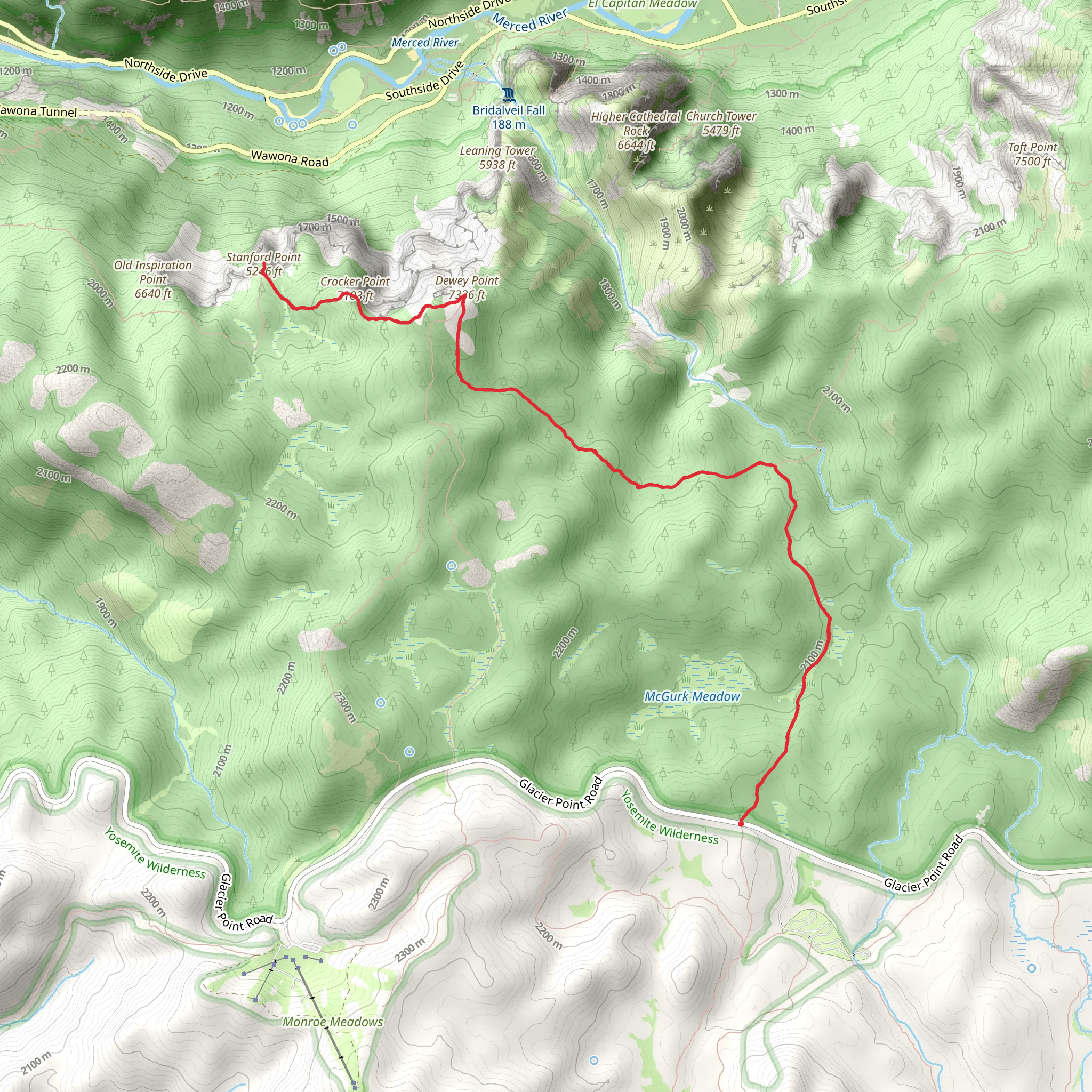 Stanford Point via Pohono Trail mobile static map