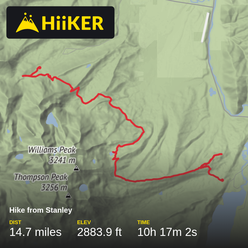 A map preview of the recording Hike from Stanley.