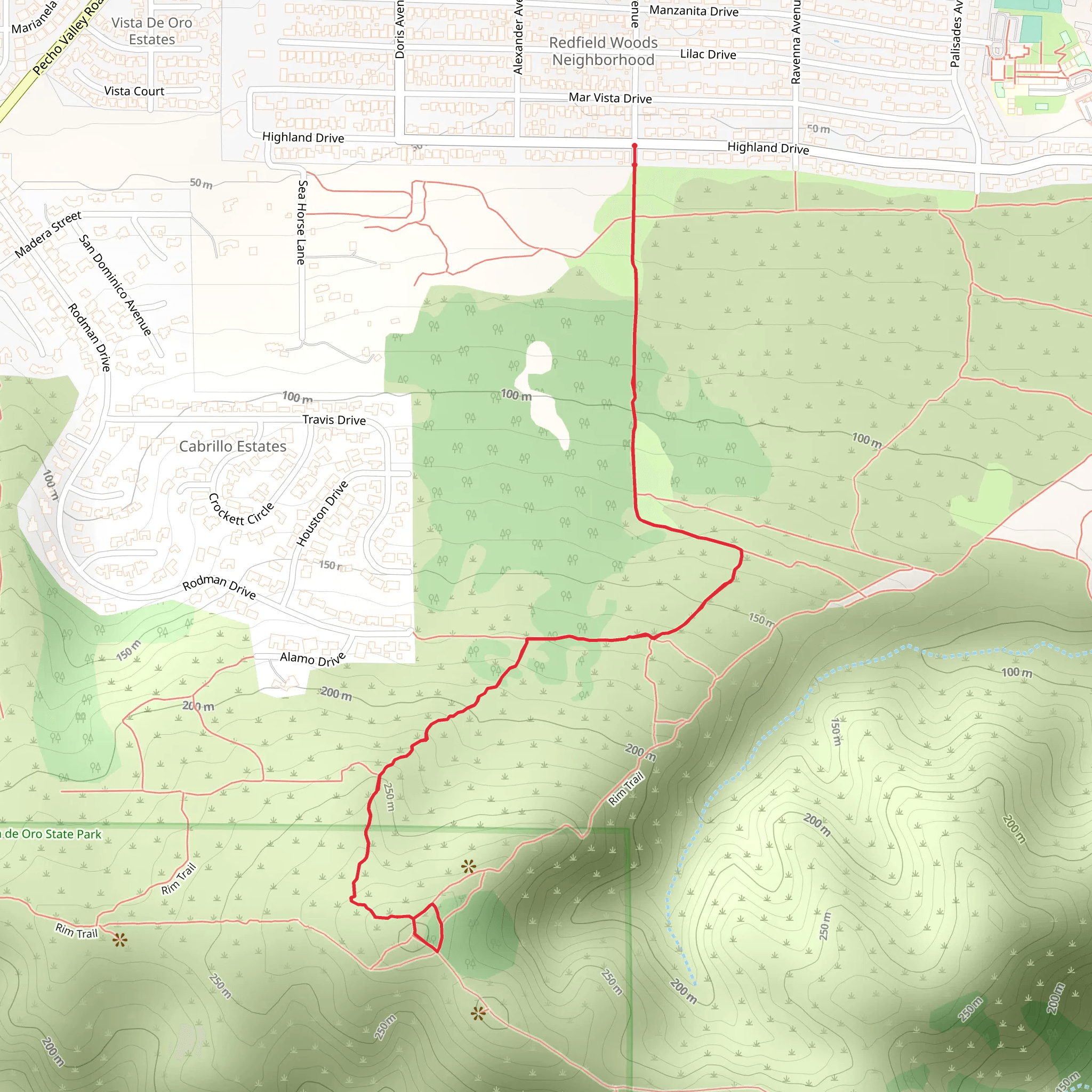 Rim Trail Out and Back mobile static map