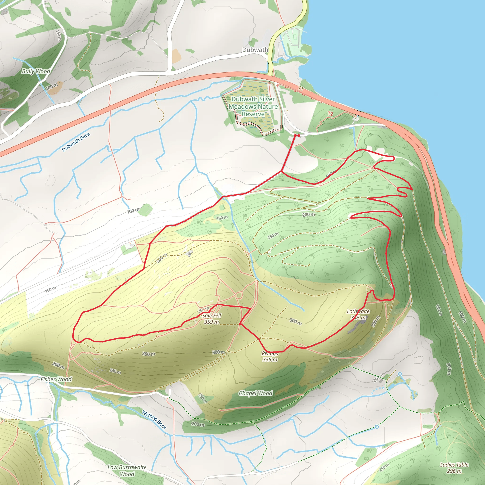 Sale Fell, Lothwaite and Wythop Woods Loop mobile static map